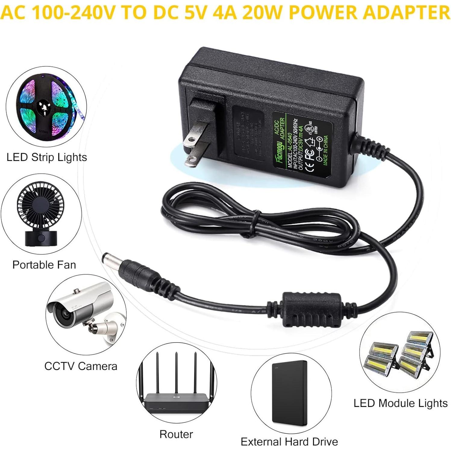 Adaptador de Corriente AC a DC 5V 4A Facmogu 20W