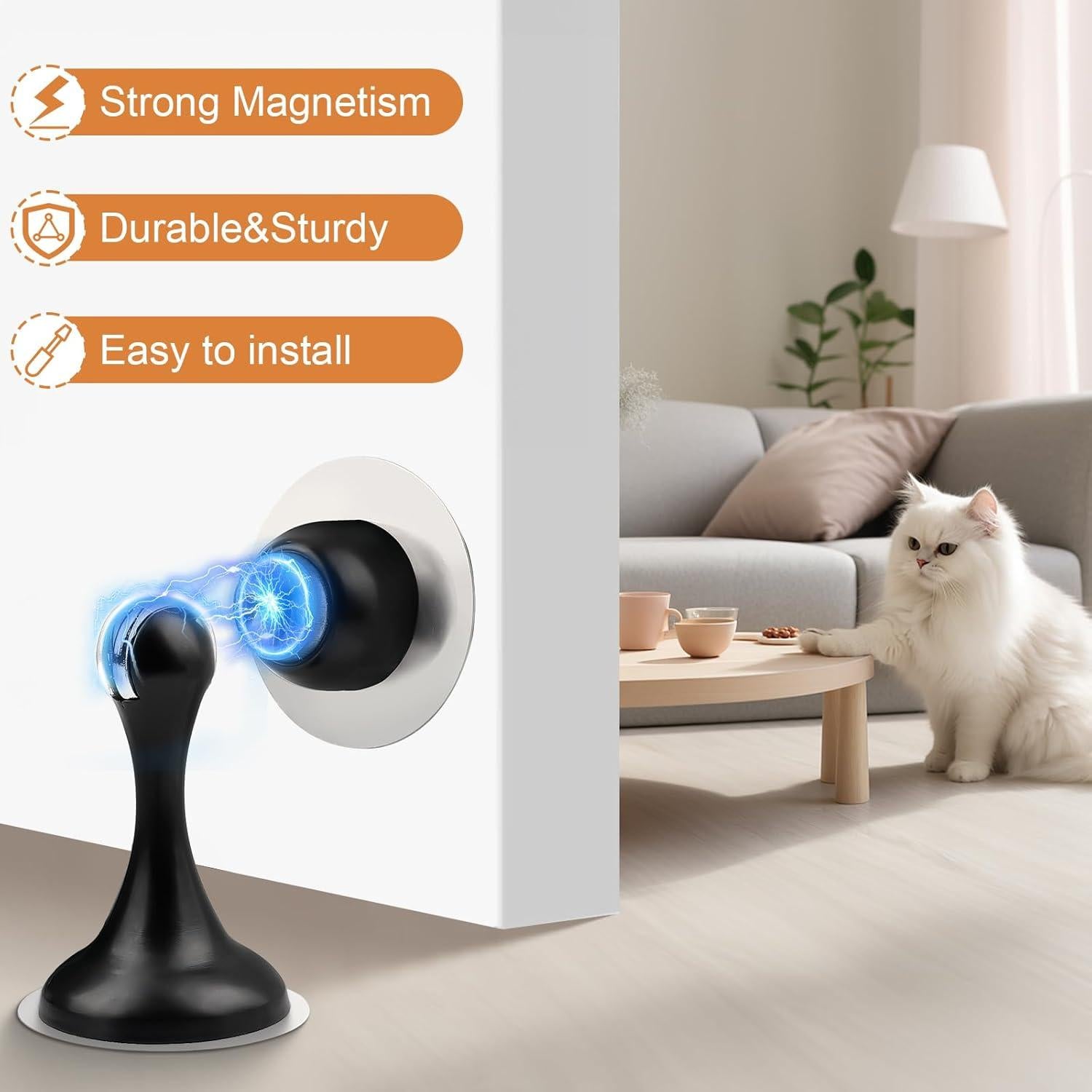 Tope de Puerta Magnético Probrico Negro Acero Inoxidable 1 Pz