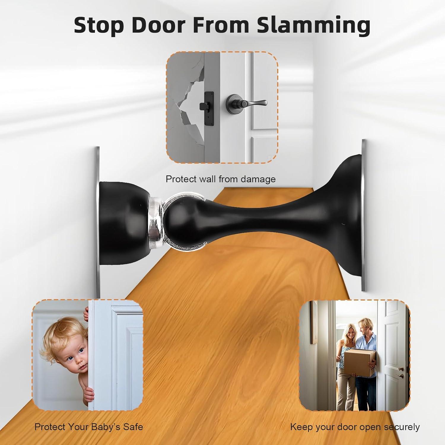 Tope de Puerta Magnético Probrico Negro Acero Inoxidable 1 Pz