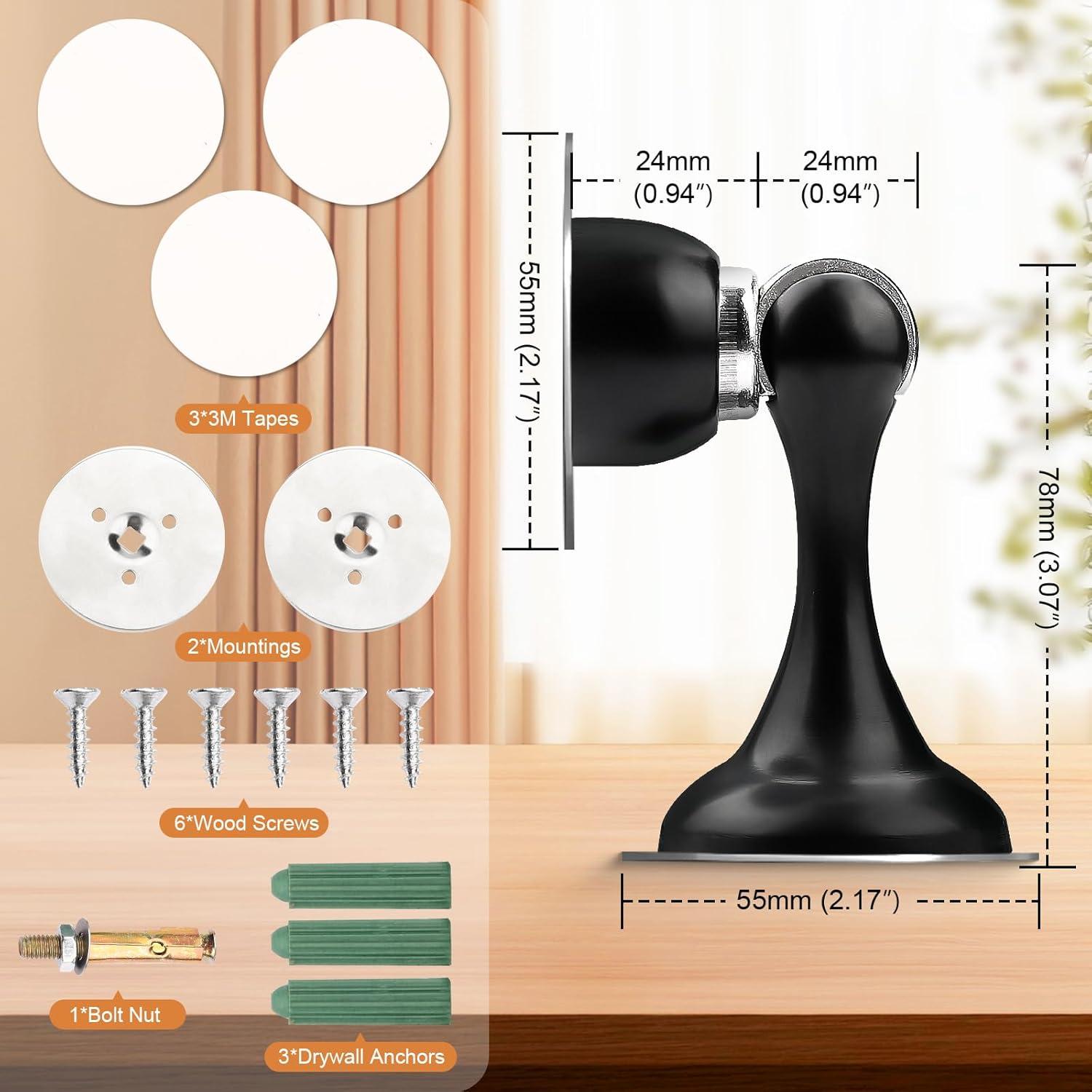 Tope de Puerta Magnético Probrico Negro Acero Inoxidable 1 Pz