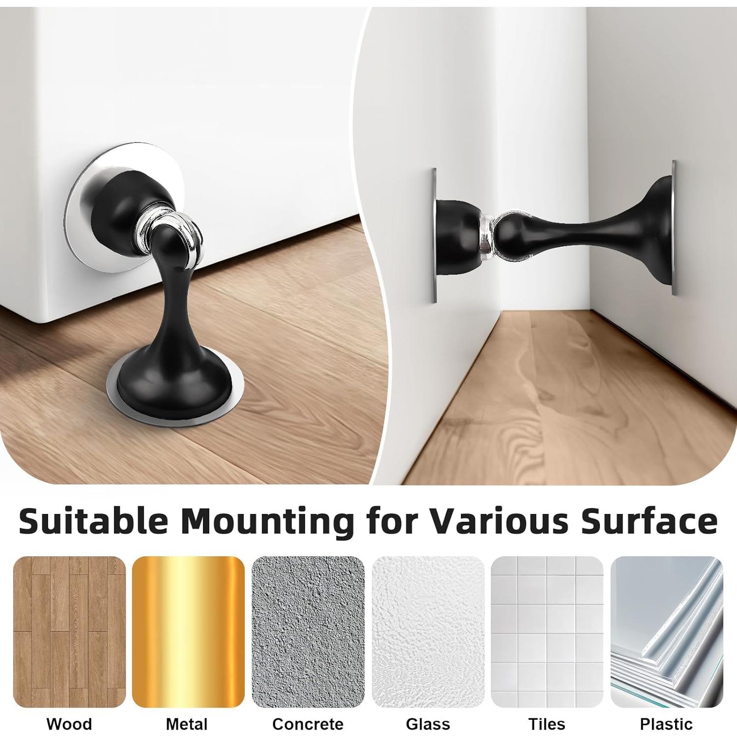 Tope de Puerta Magnético Probrico Negro Acero Inoxidable 1 Pz