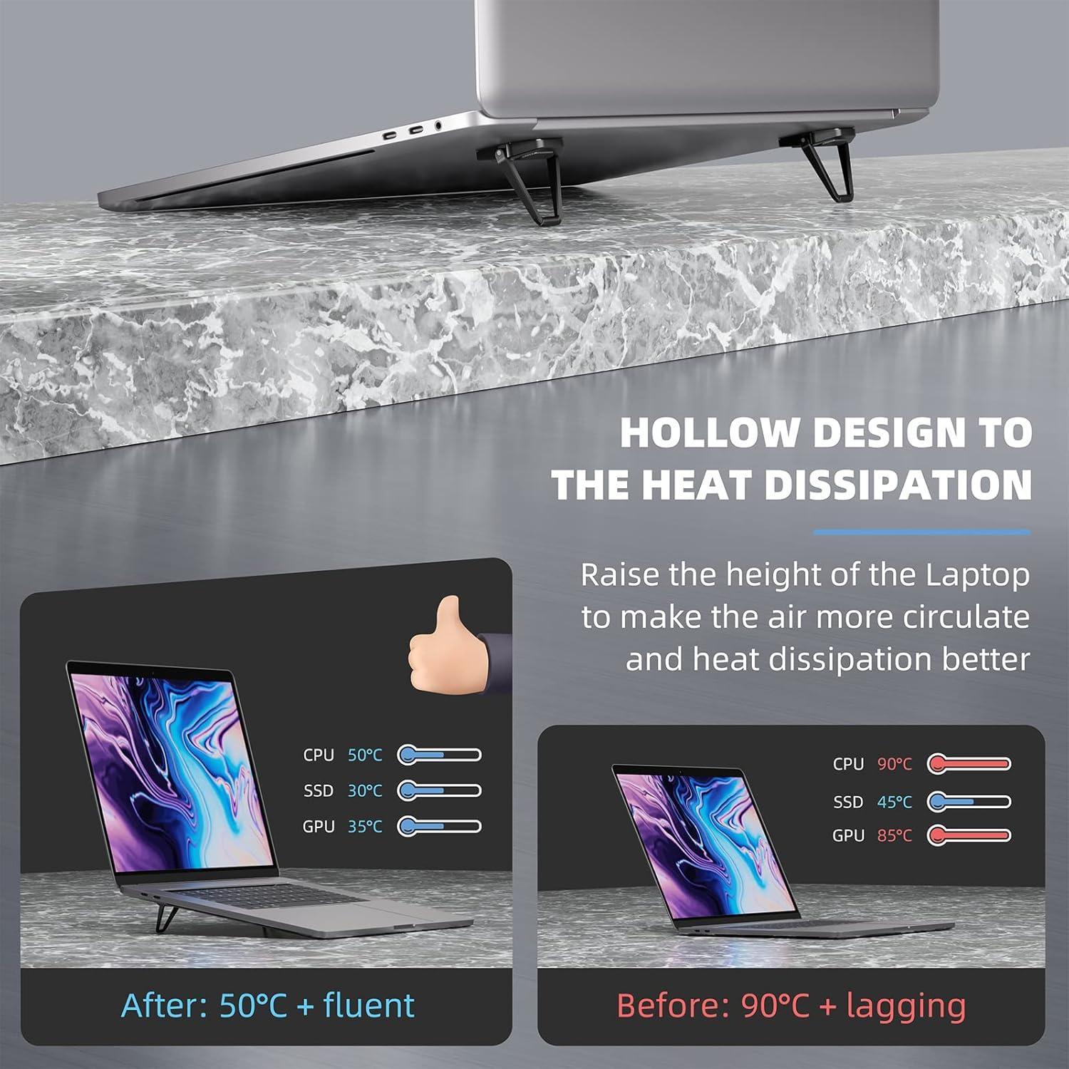 Soporte Elevador para Laptop ZELMINE Negro 3.81 cm Antideslizante