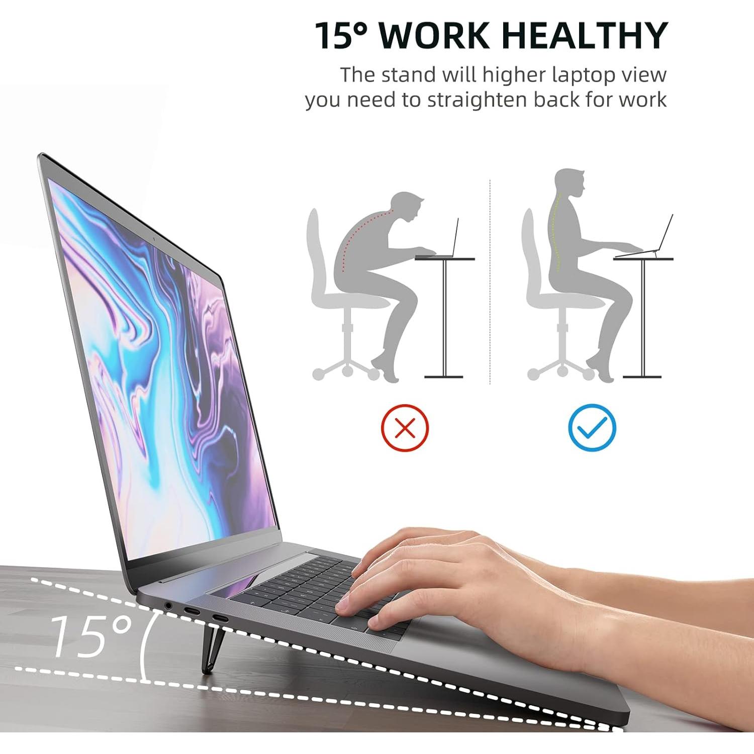 Soporte Elevador para Laptop ZELMINE Negro 3.81 cm Antideslizante