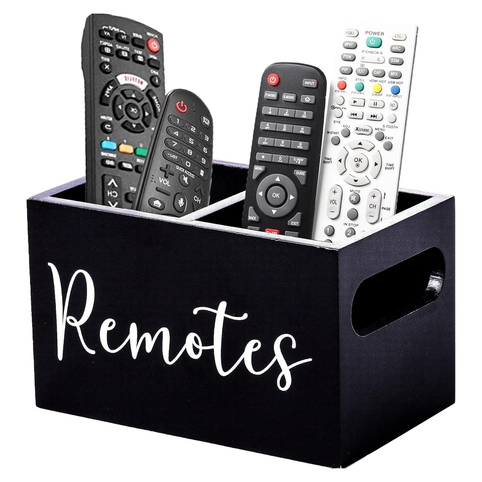 Soporte de Control Remoto ESEHGS de Madera Negro 2 Compartimentos