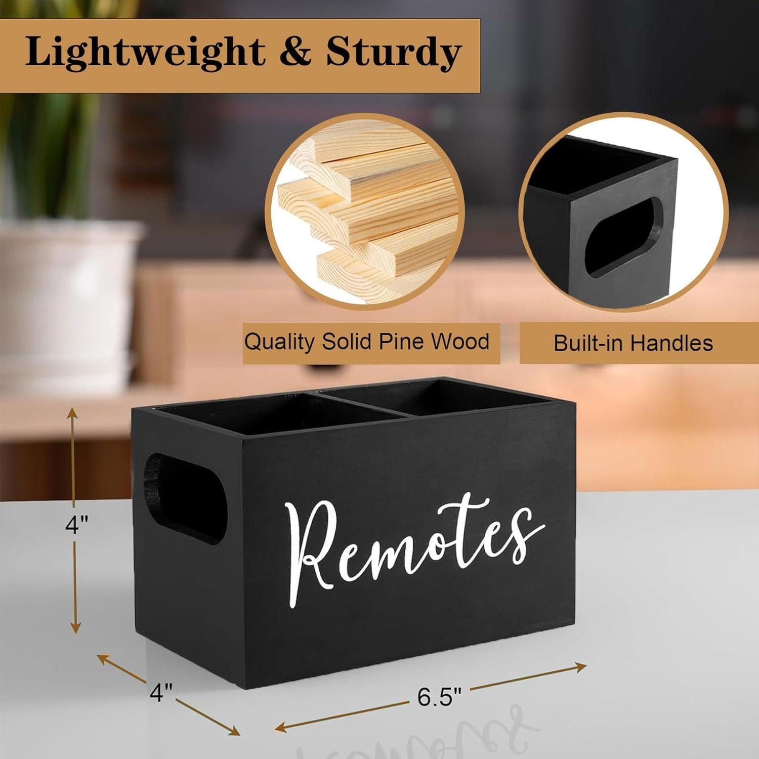 Soporte de Control Remoto ESEHGS de Madera Negro 2 Compartimentos