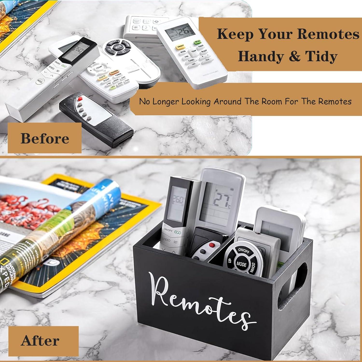 Soporte de Control Remoto ESEHGS de Madera Negro 2 Compartimentos