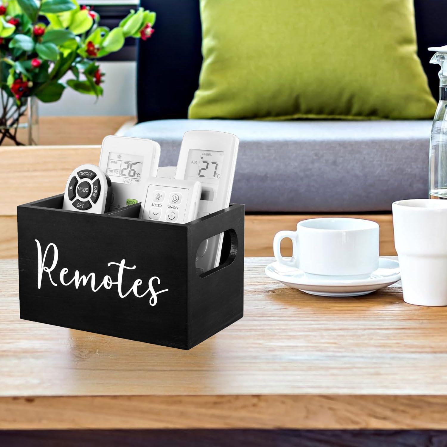 Soporte de Control Remoto ESEHGS de Madera Negro 2 Compartimentos