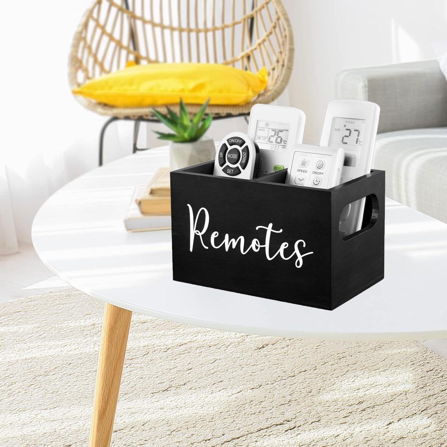 Soporte de Control Remoto ESEHGS de Madera Negro 2 Compartimentos