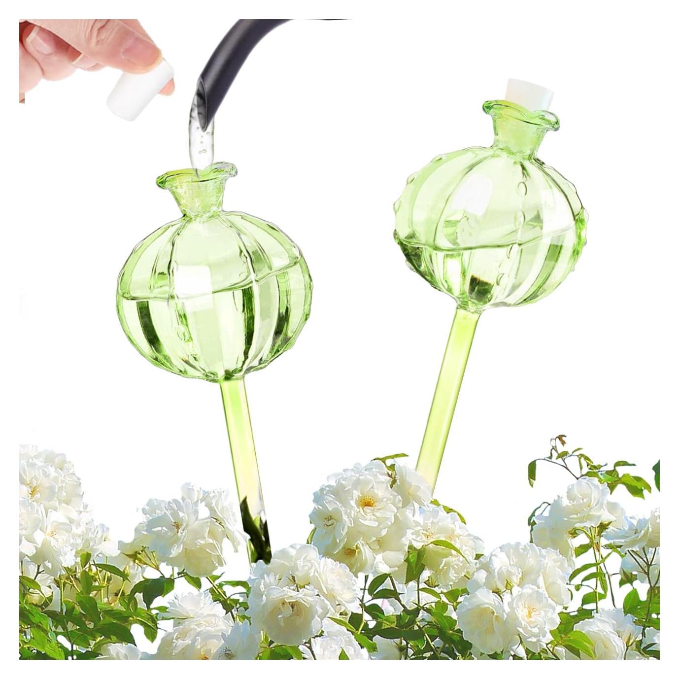Esferas de Riego para Plantas HONGLINSONG 2 PCS Vidrio Verde