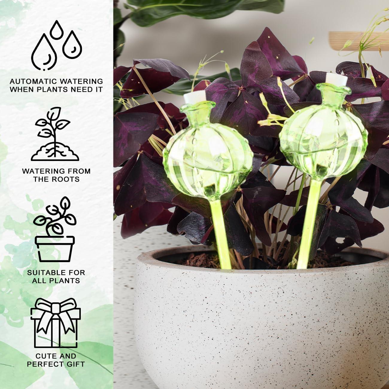 Esferas de Riego para Plantas HONGLINSONG 2 PCS Vidrio Verde