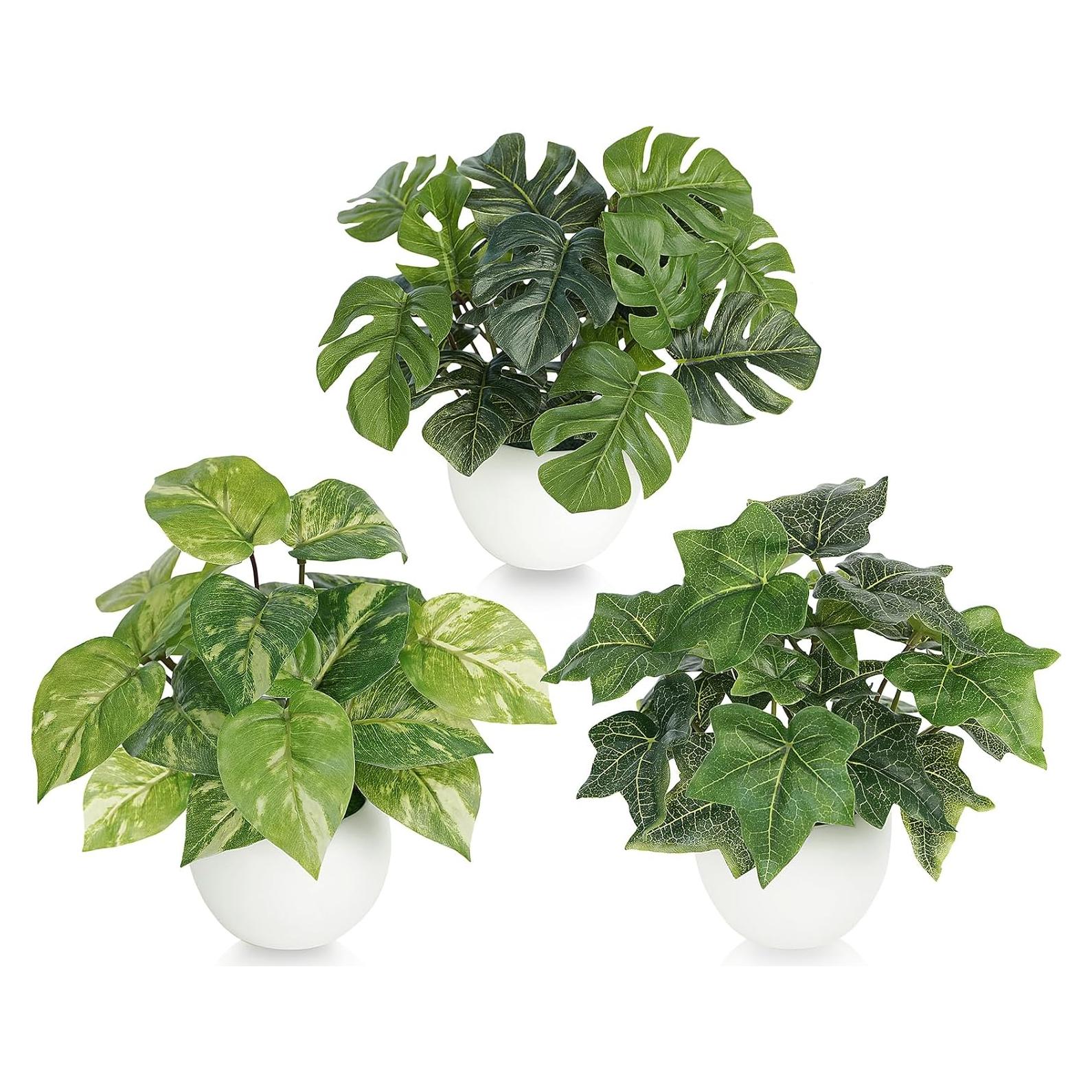 3 Plantas Artificiales en Macetas FOREST PRINCE 19 cm Verde