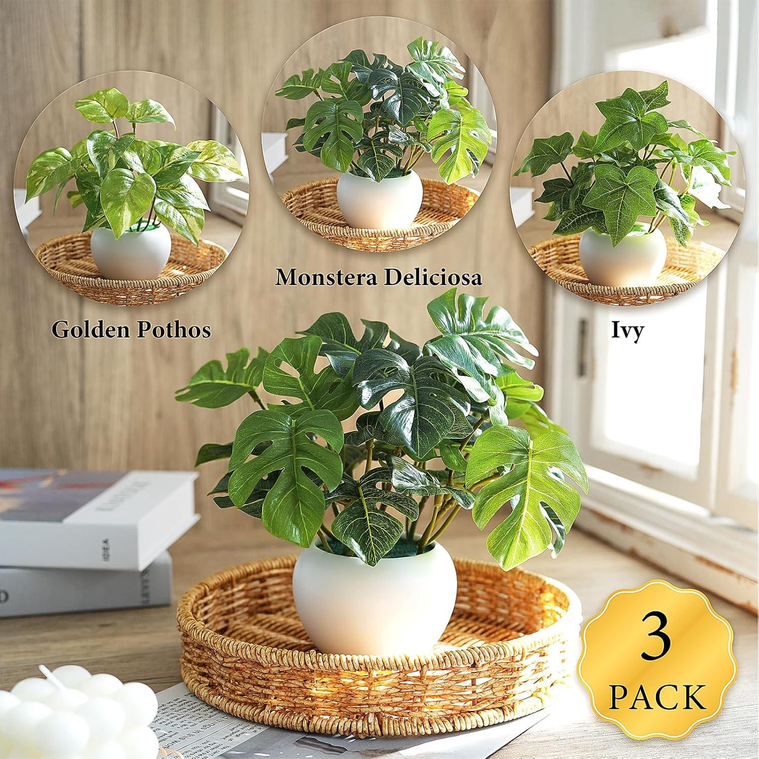 3 Plantas Artificiales en Macetas FOREST PRINCE 19 cm Verde