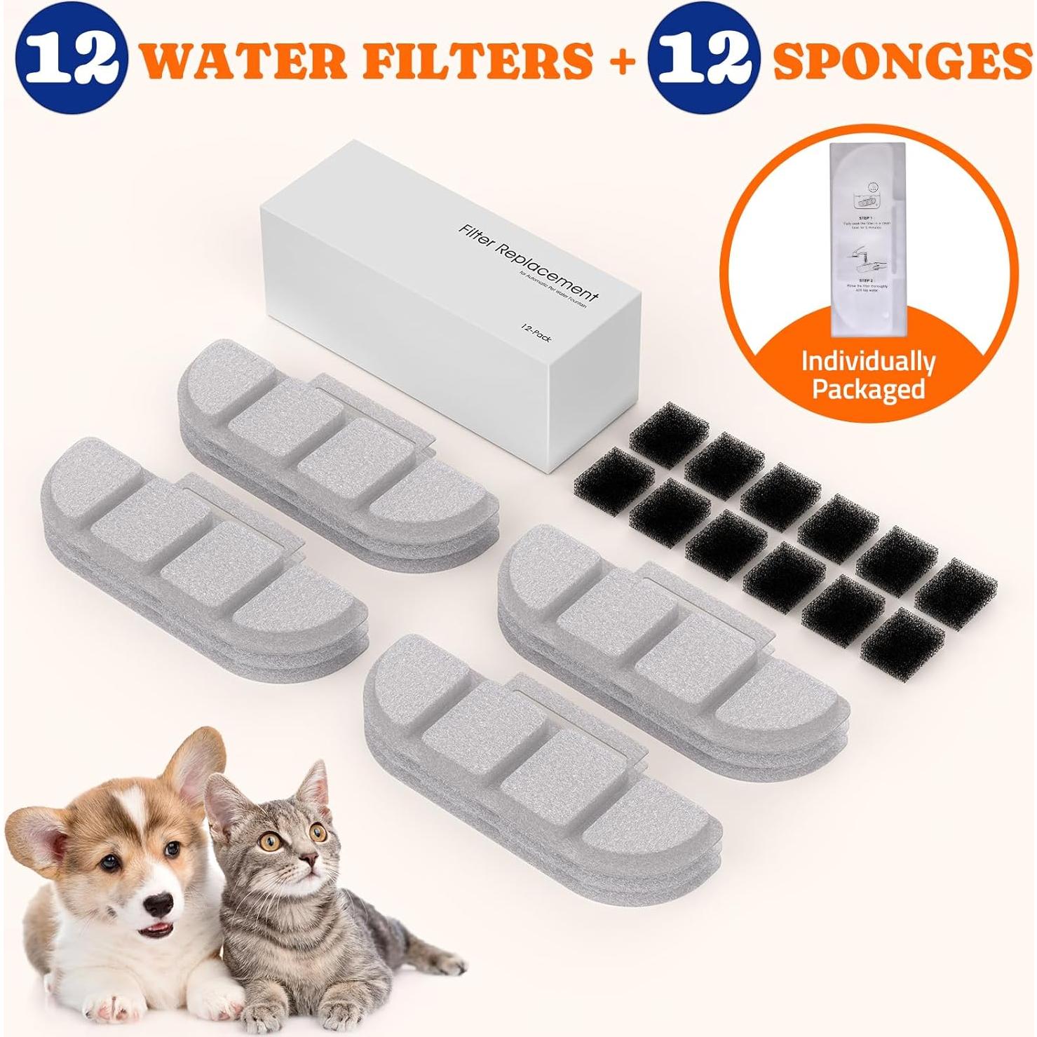 Filtros de Reemplazo Pawtners WF008A - 12 Paquetes para Gatos