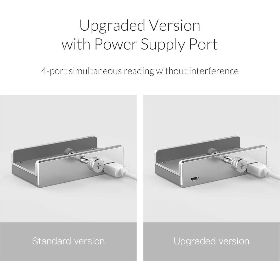 Hub USB 3.0 ORICO de 4 Puertos con Abrazadera Plata