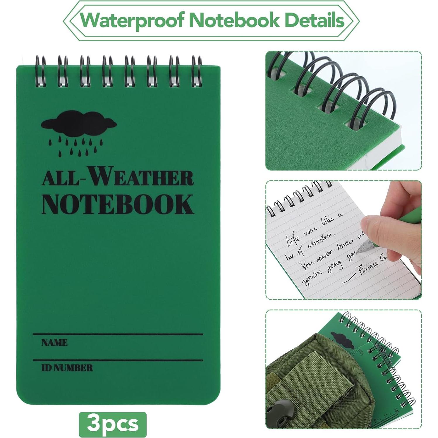 Cuaderno Impermeable Prudiut 3 Pcs Verde 7,62x12,7cm