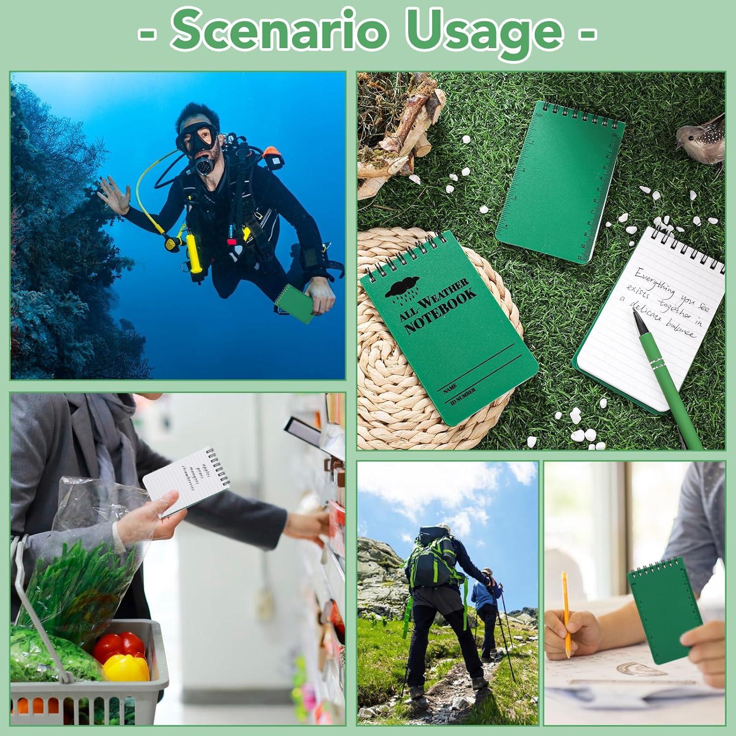 Cuaderno Impermeable Prudiut 3 Pcs Verde 7,62x12,7cm