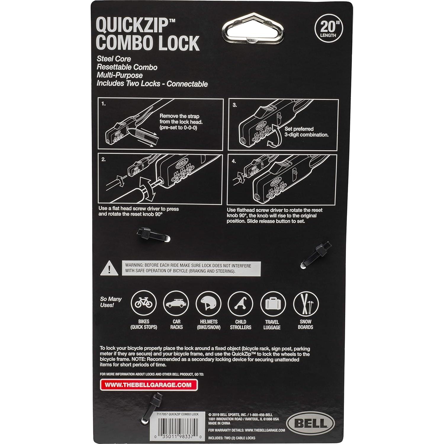 Candado de Combinación QuickZip Bell 2 Pack Rojo/Negro