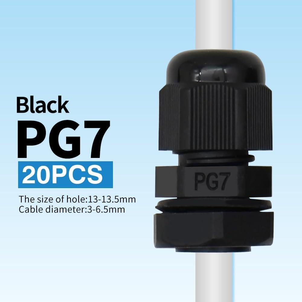 Gland de Cable PG7 MAKERELE 20pcs Nylon Impermeable IP68