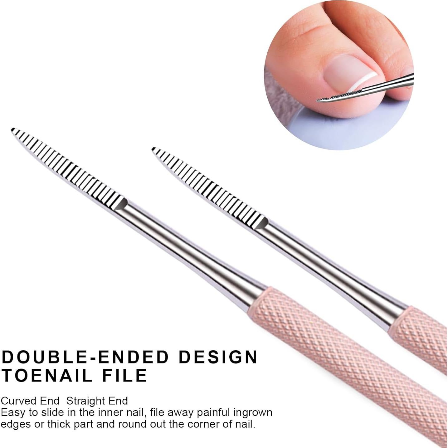 Kit de Pedicura Teenitor para Uñas Encarnadas - 3 Piezas Rosa