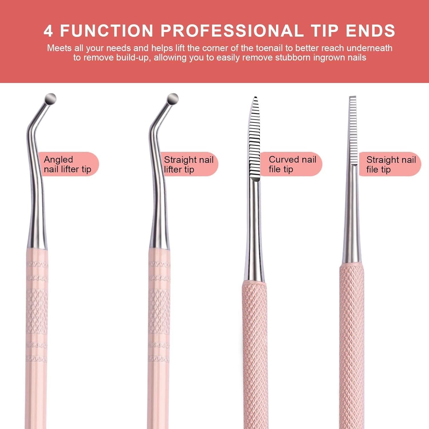 Kit de Pedicura Teenitor para Uñas Encarnadas - 3 Piezas Rosa