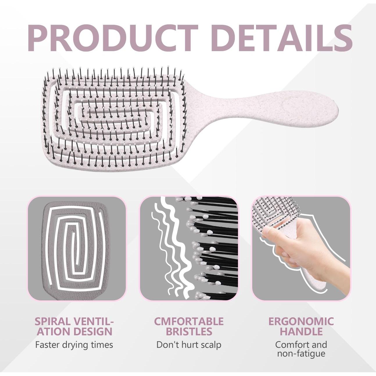 Cepillo Desenredante Ventilado Daily Gard con 4 Clips de Color