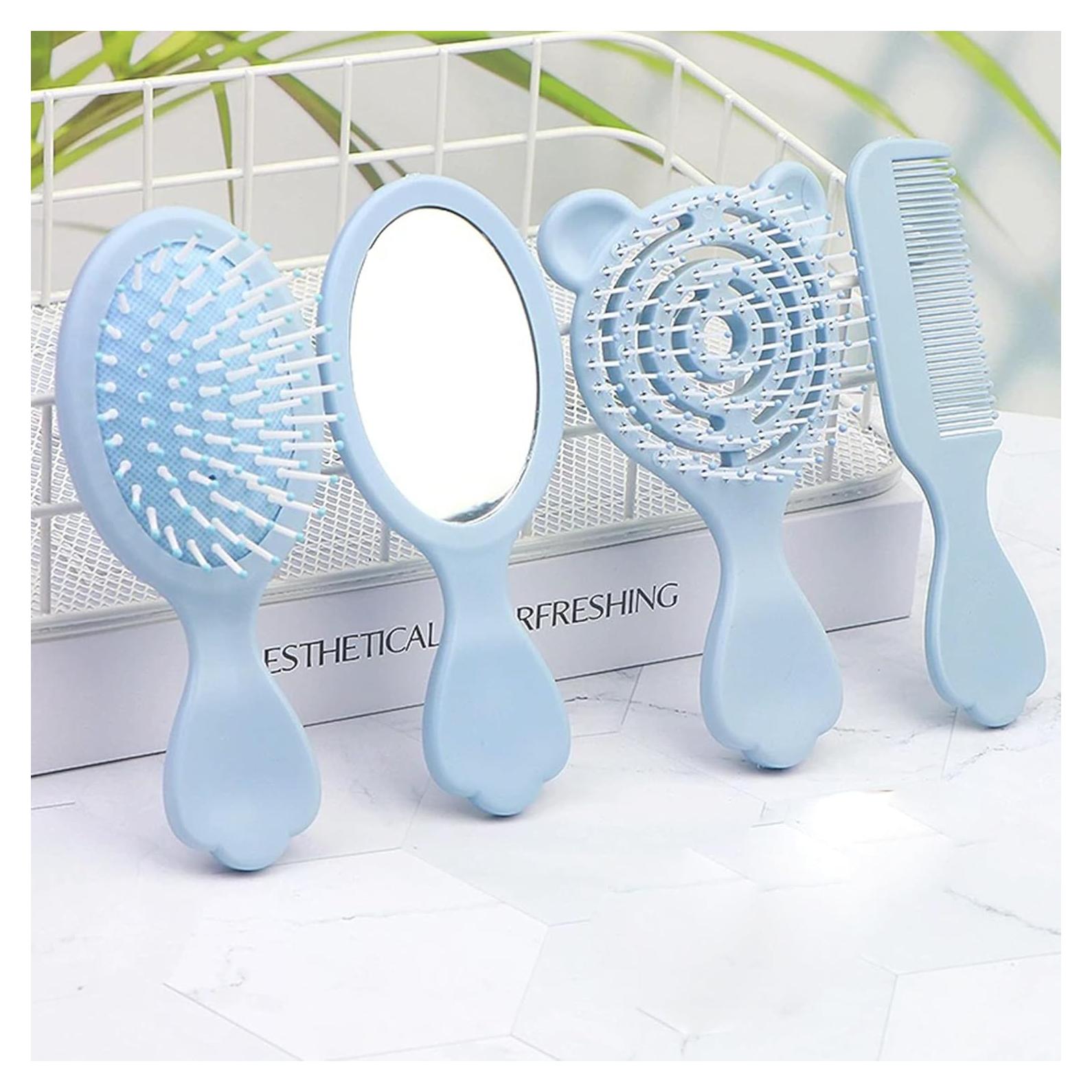 Juego de 4 Mini Cepillos y Peine Lyaiwever Azul