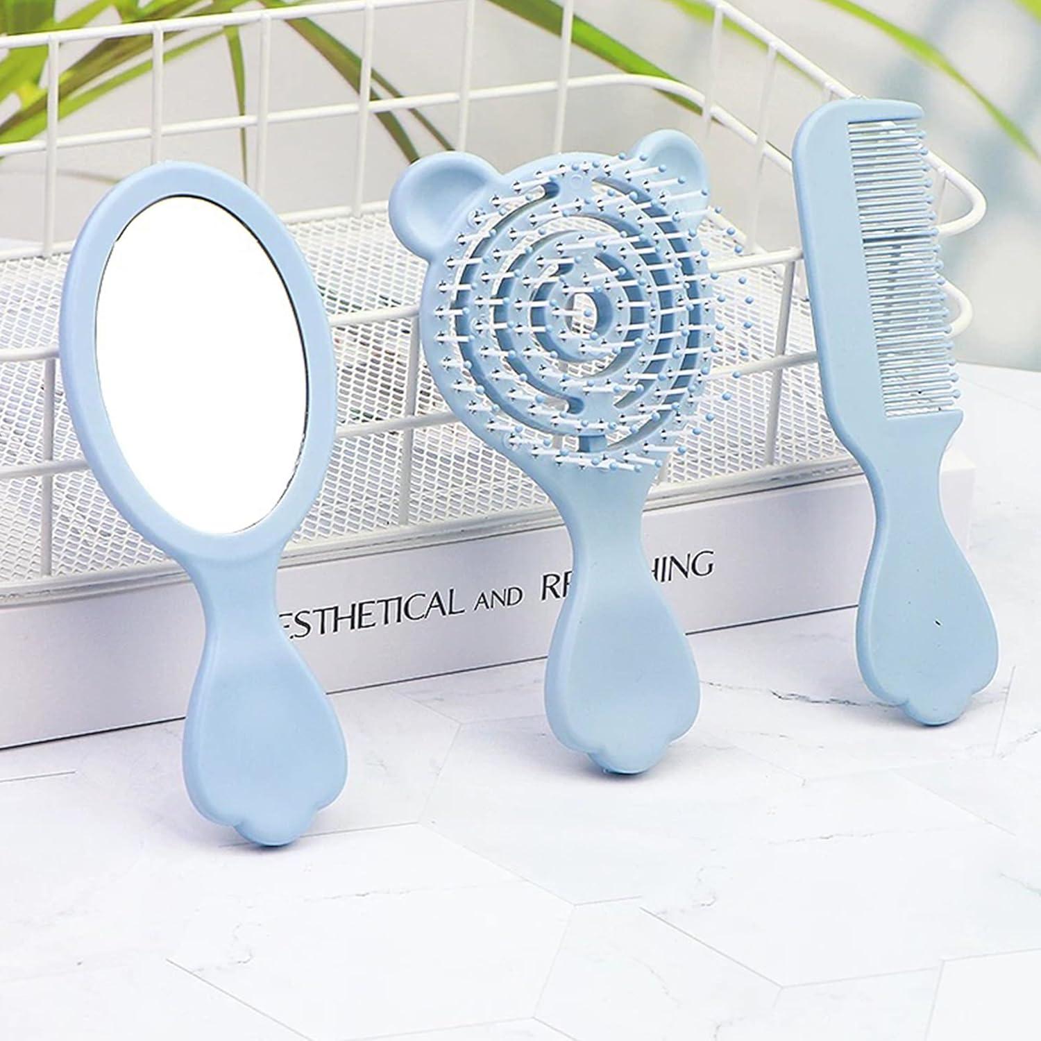 Juego de 4 Mini Cepillos y Peine Lyaiwever Azul