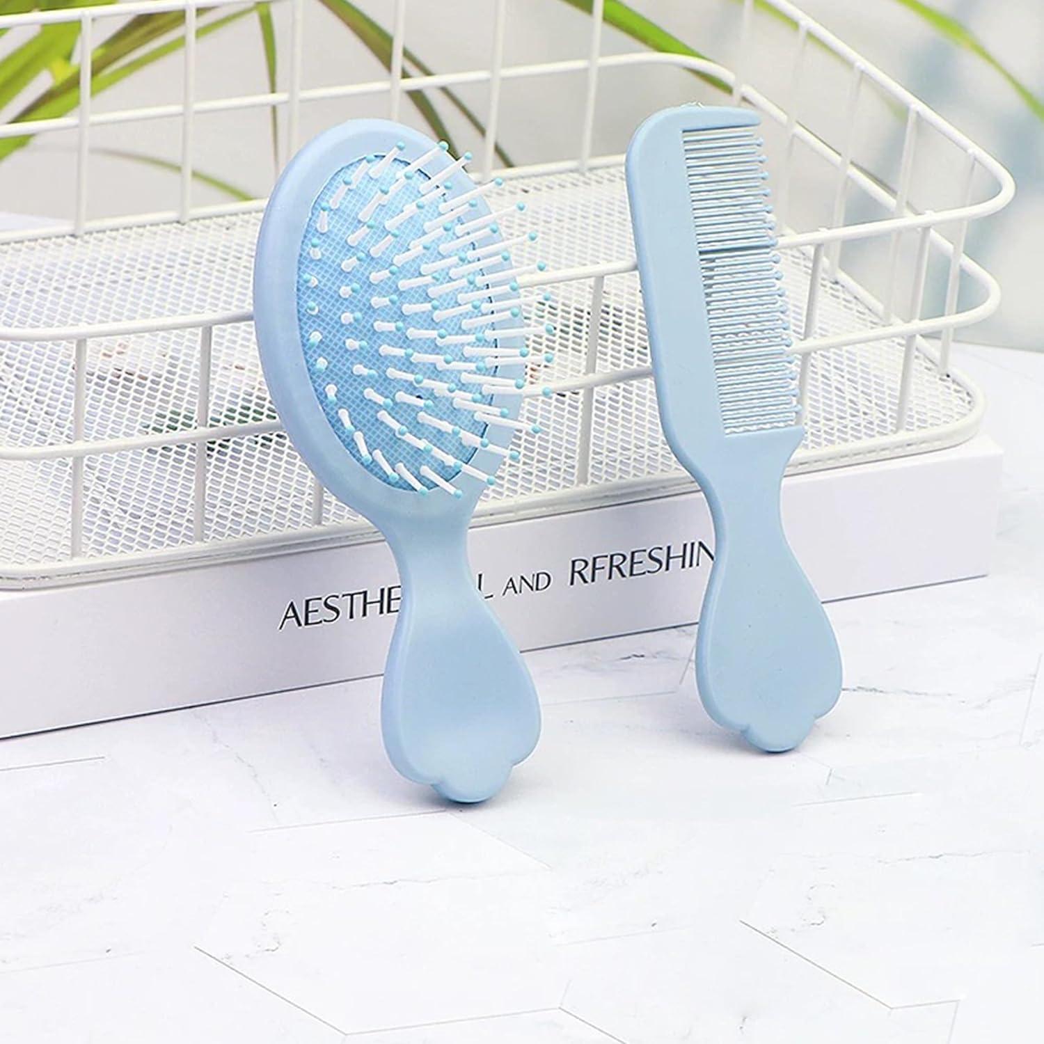 Juego de 4 Mini Cepillos y Peine Lyaiwever Azul