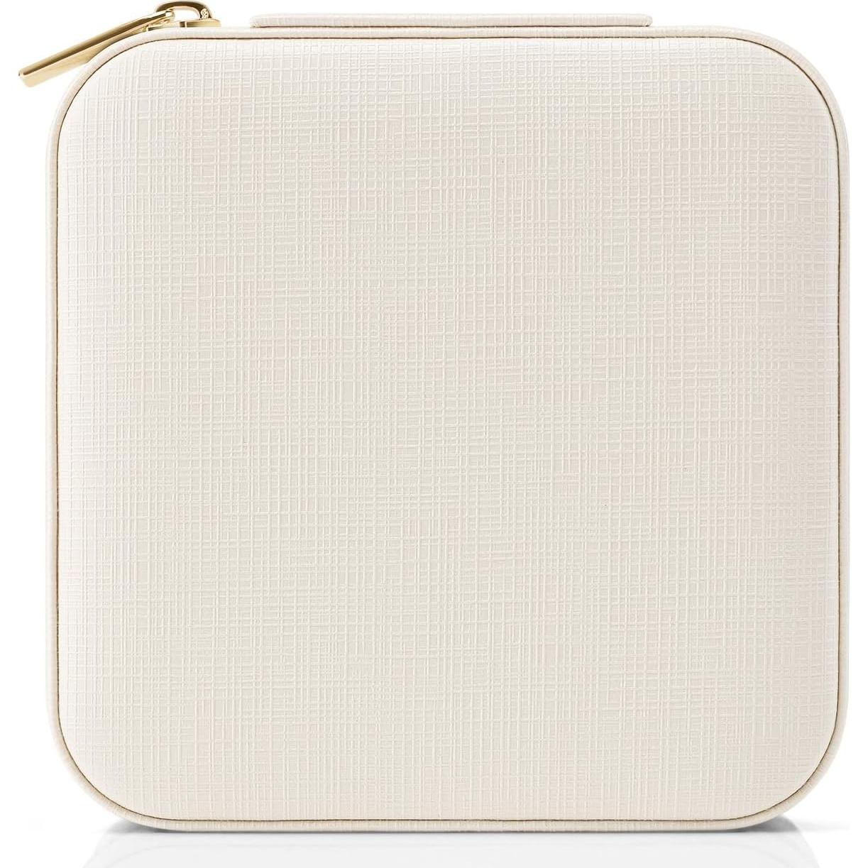 Caja de Joyería de Viaje Vlando Beige 11cm para Anillos y Collares