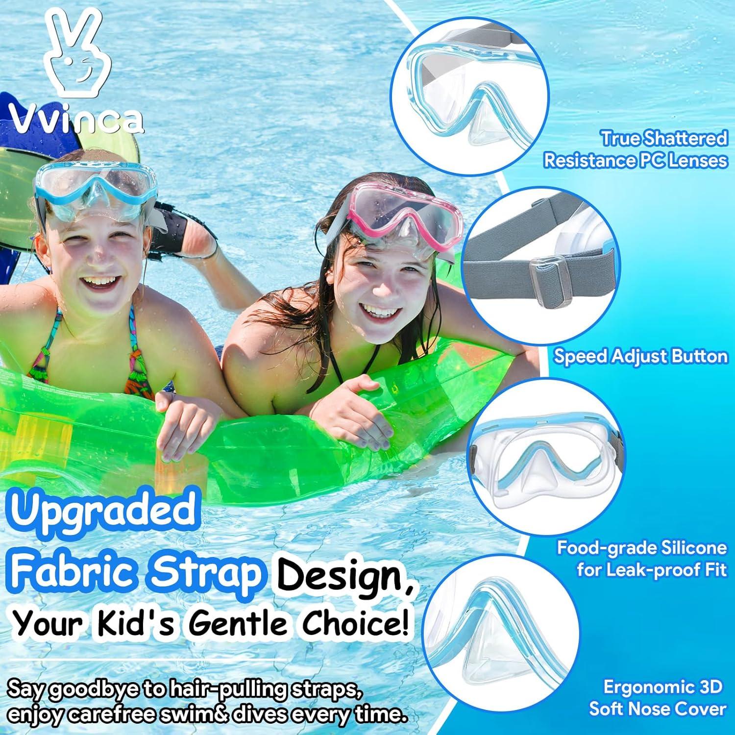 Gafas de natación Vvinca Kids con correa elástica y lentes UV