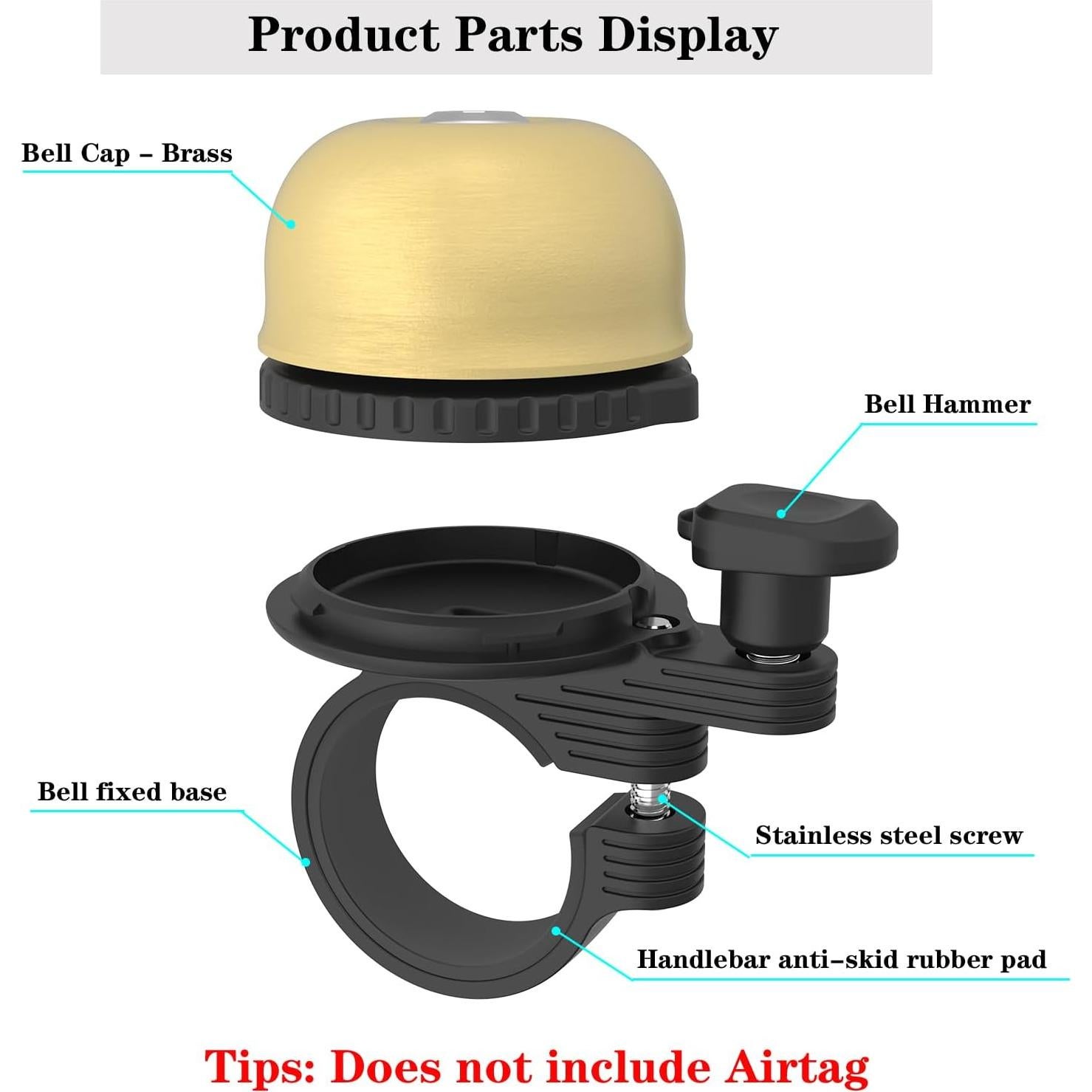 Campana de Bicicleta ORYXBOOST D021 Antirrobo con Soporte AirTag