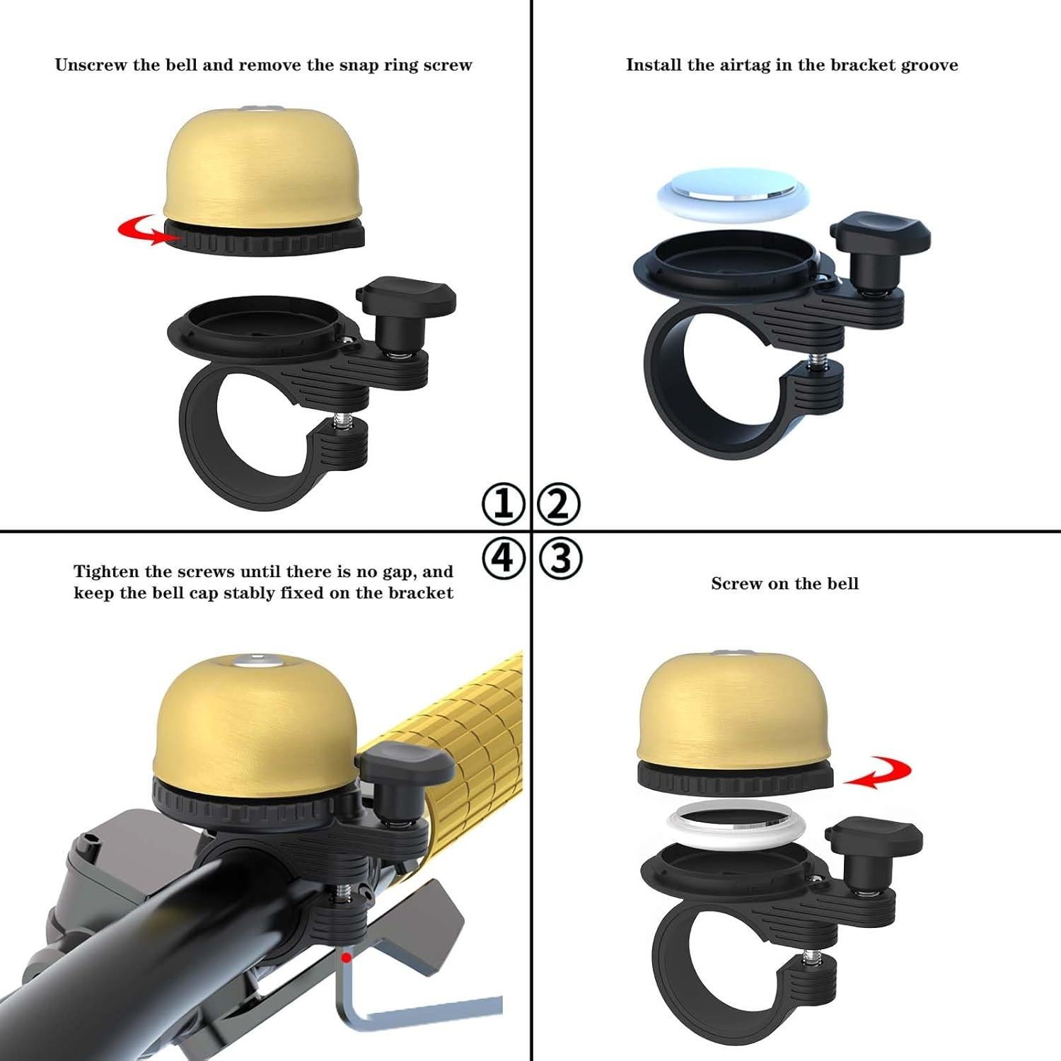 Campana de Bicicleta ORYXBOOST D021 Antirrobo con Soporte AirTag