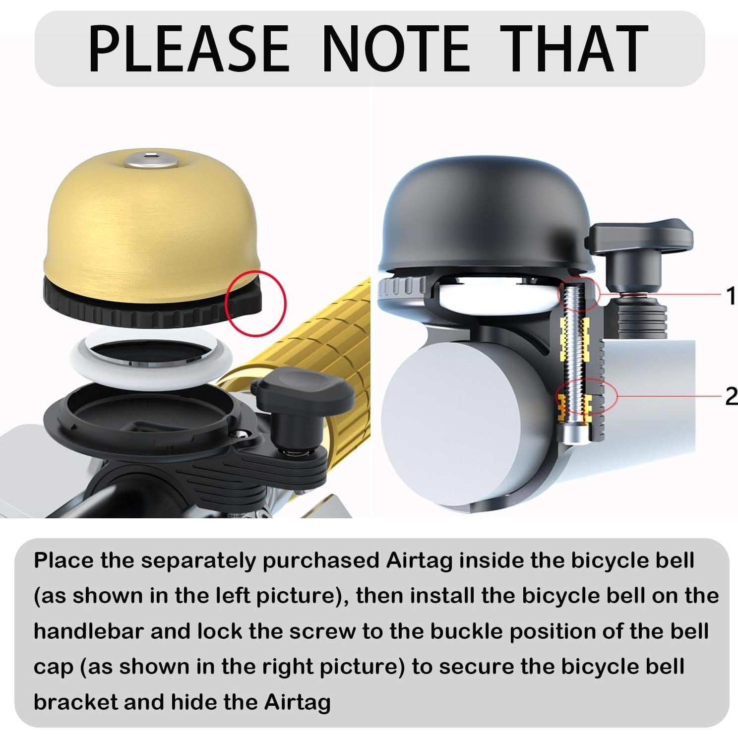 Campana de Bicicleta ORYXBOOST D021 Antirrobo con Soporte AirTag