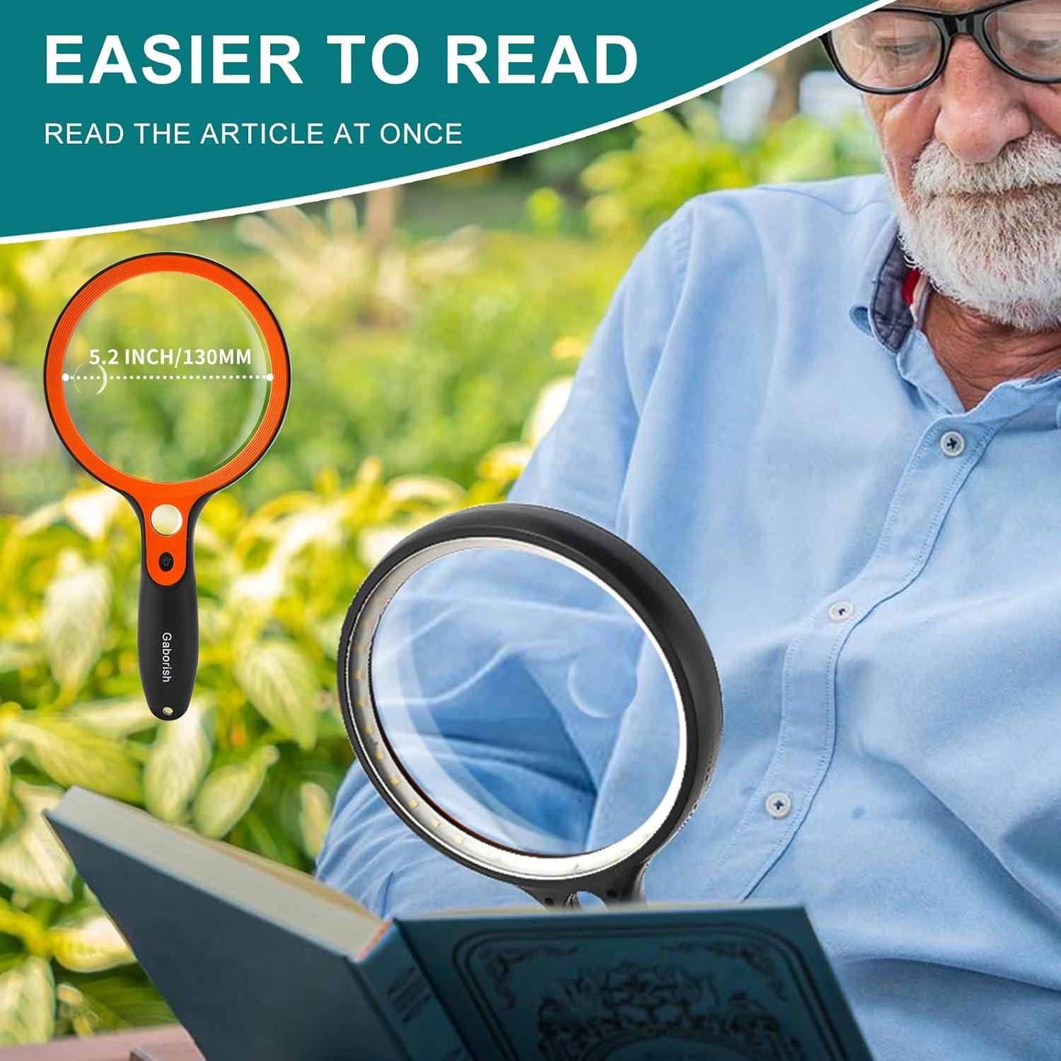 Lupa Iluminada GABORISH 10X 20X 45X con Estuche y Luz LED