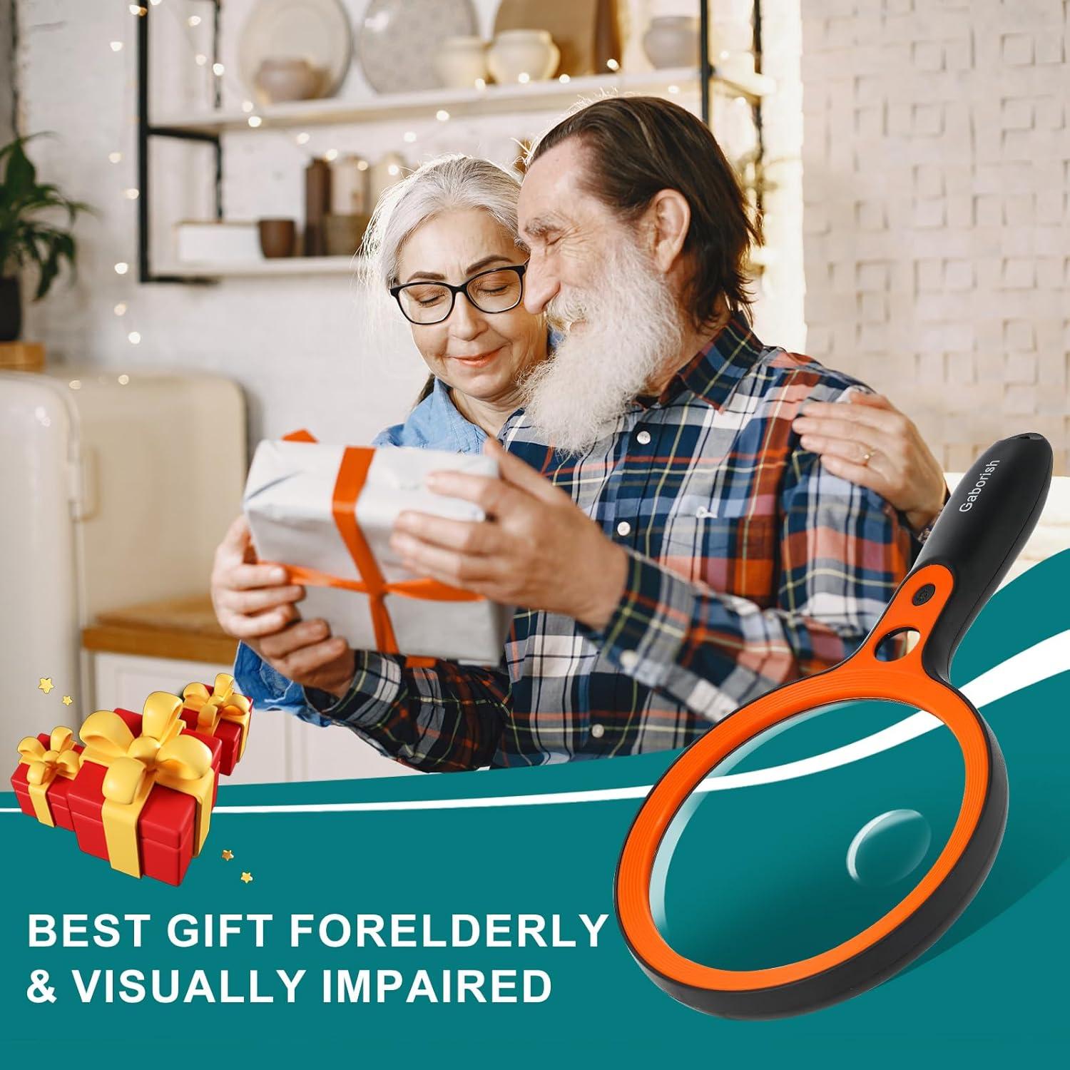 Lupa Iluminada GABORISH 10X 20X 45X con Estuche y Luz LED