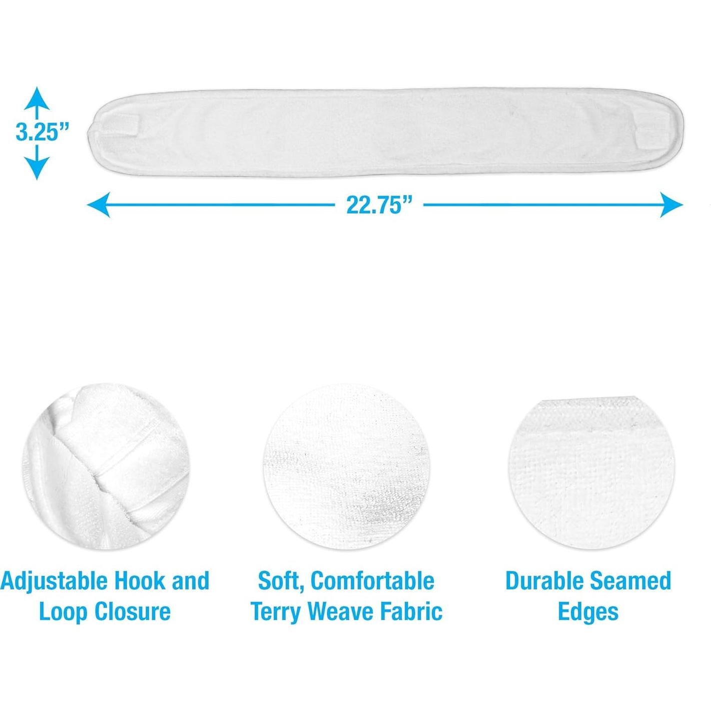 Cinta para la cabeza de microfibra Eurow Luxe blanca 61 cm