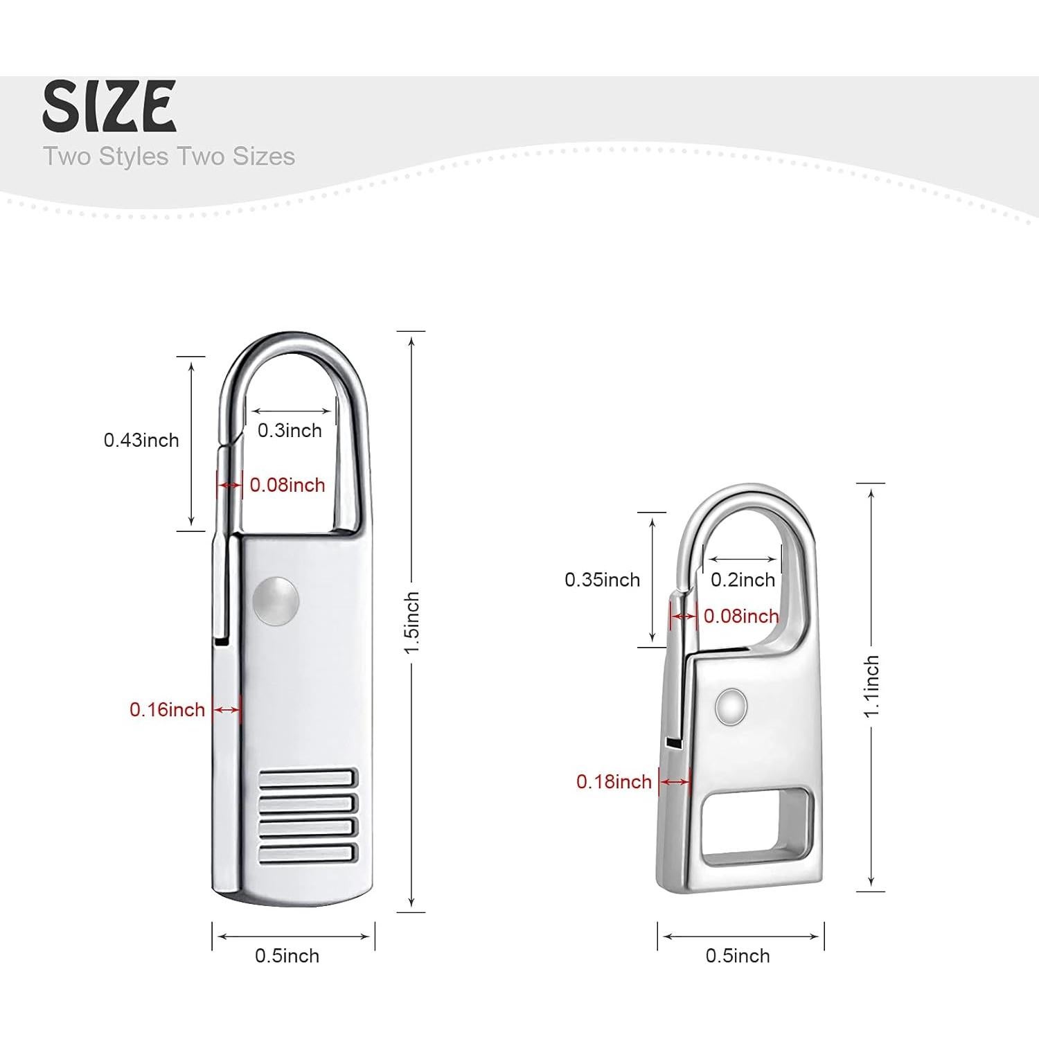 Kit de 8 Tiradores de Cremallera FENGWANGLI - Reparación Ropa y Equipaje