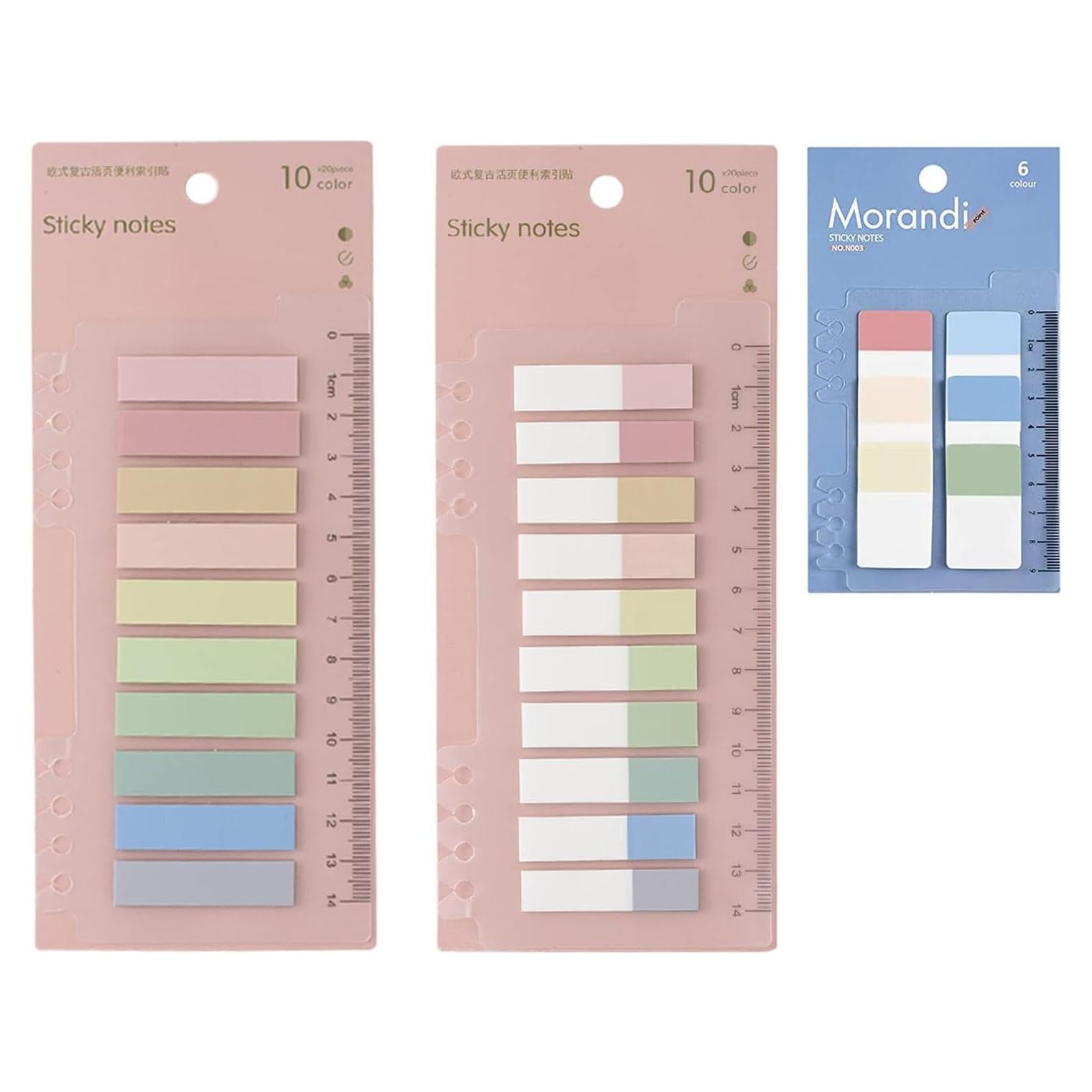 Paquete de 3 Pestañas Adhesivas EGOSKY 460 Piezas Colores Morandi