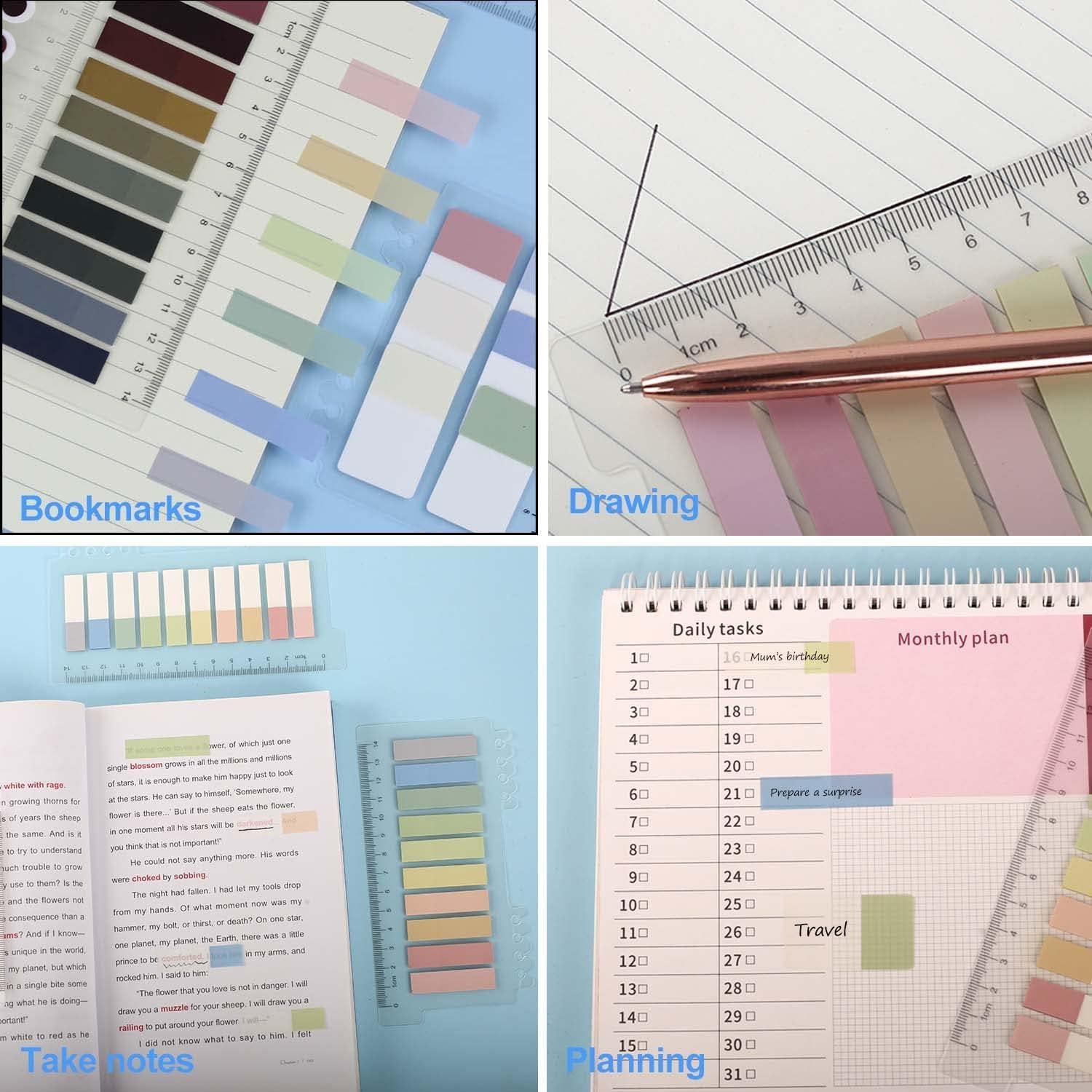 Paquete de 3 Pestañas Adhesivas EGOSKY 460 Piezas Colores Morandi