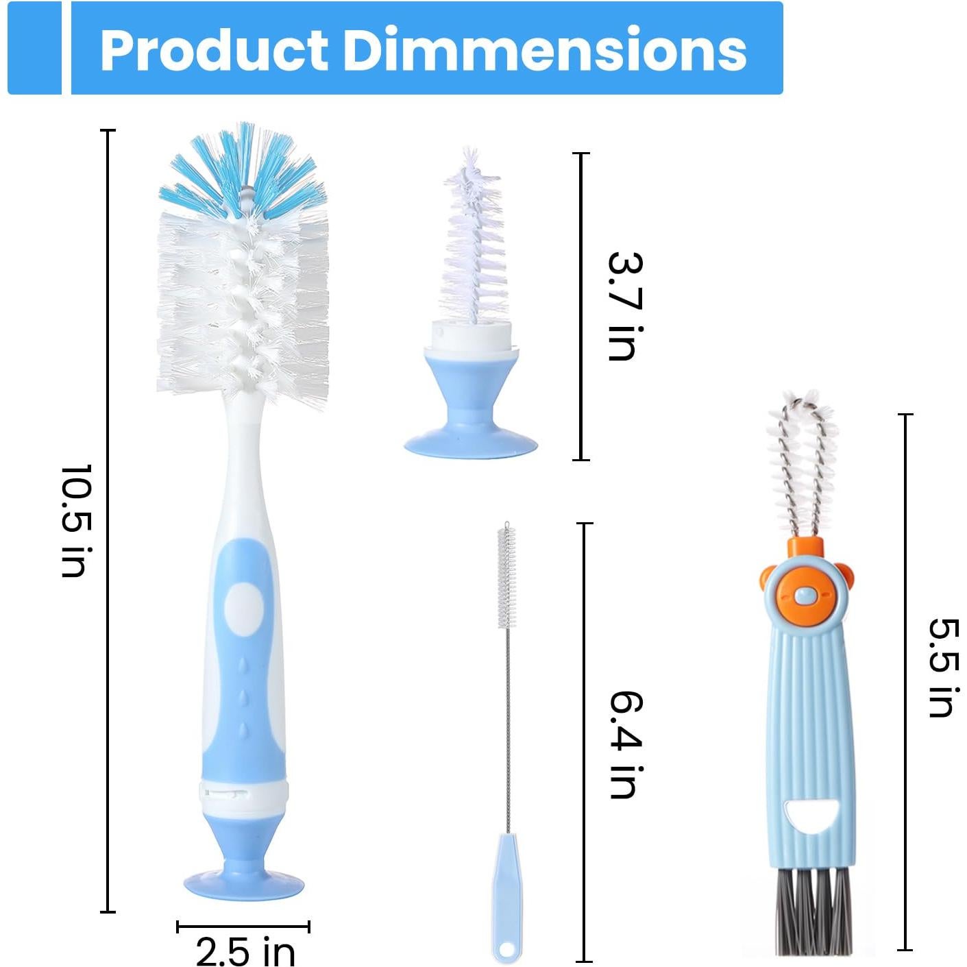 Juego de Cepillos para Biberones Ariseno 4 en 1 Libre de BPA