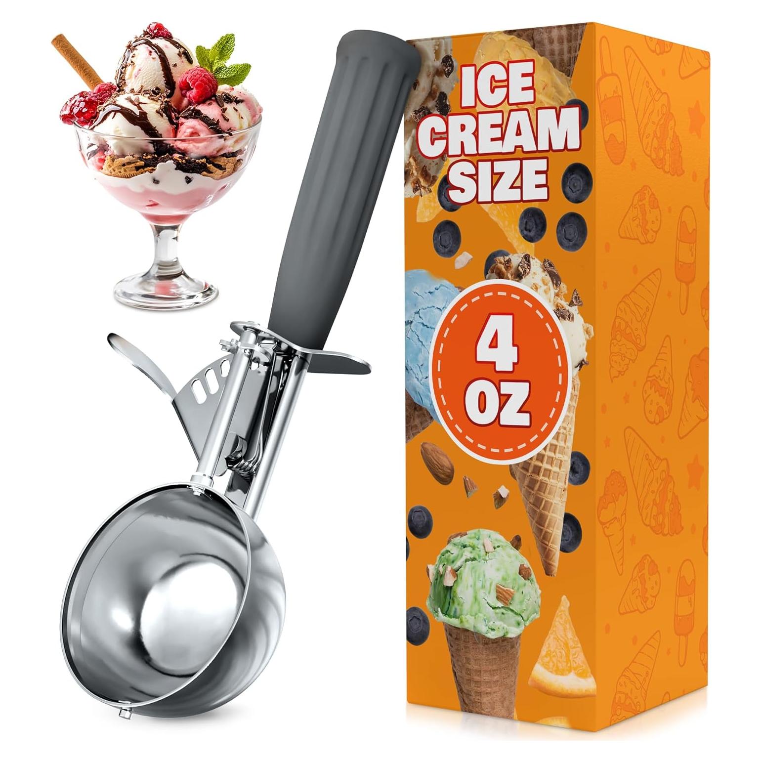 Cucharón de Helado 4 oz VIKROM con Gatillo, Acero Inoxidable