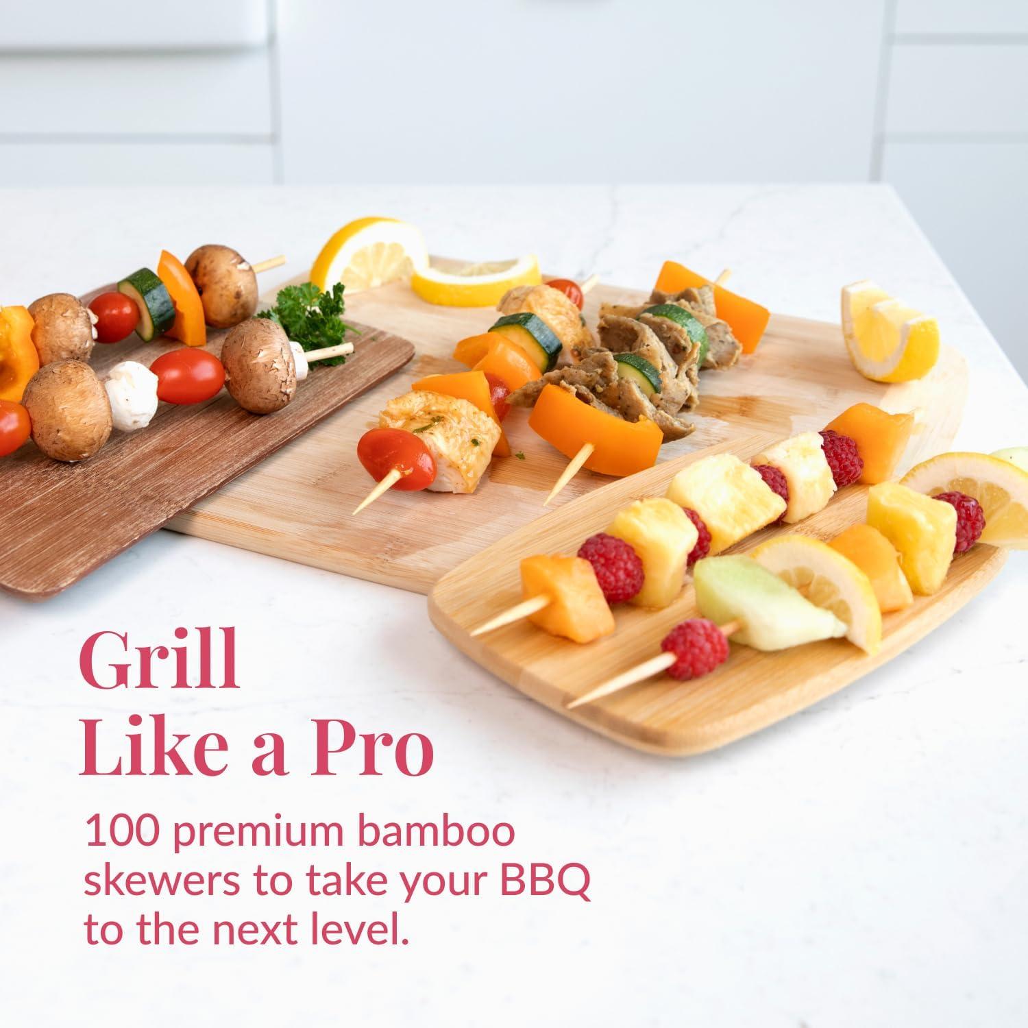 Paquete de 100 Pinchos de Bambú Prestee 25.4 cm para BBQ