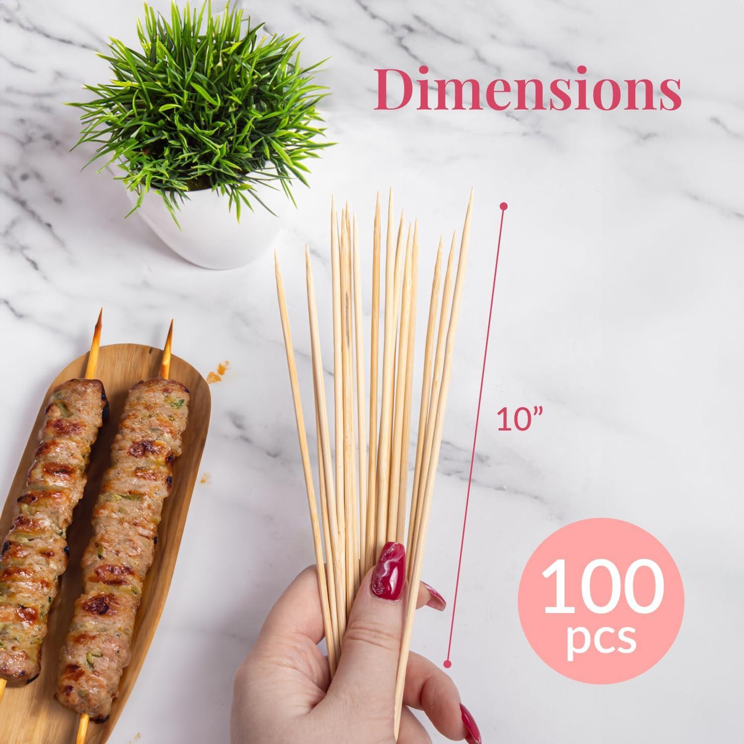 Paquete de 100 Pinchos de Bambú Prestee 25.4 cm para BBQ