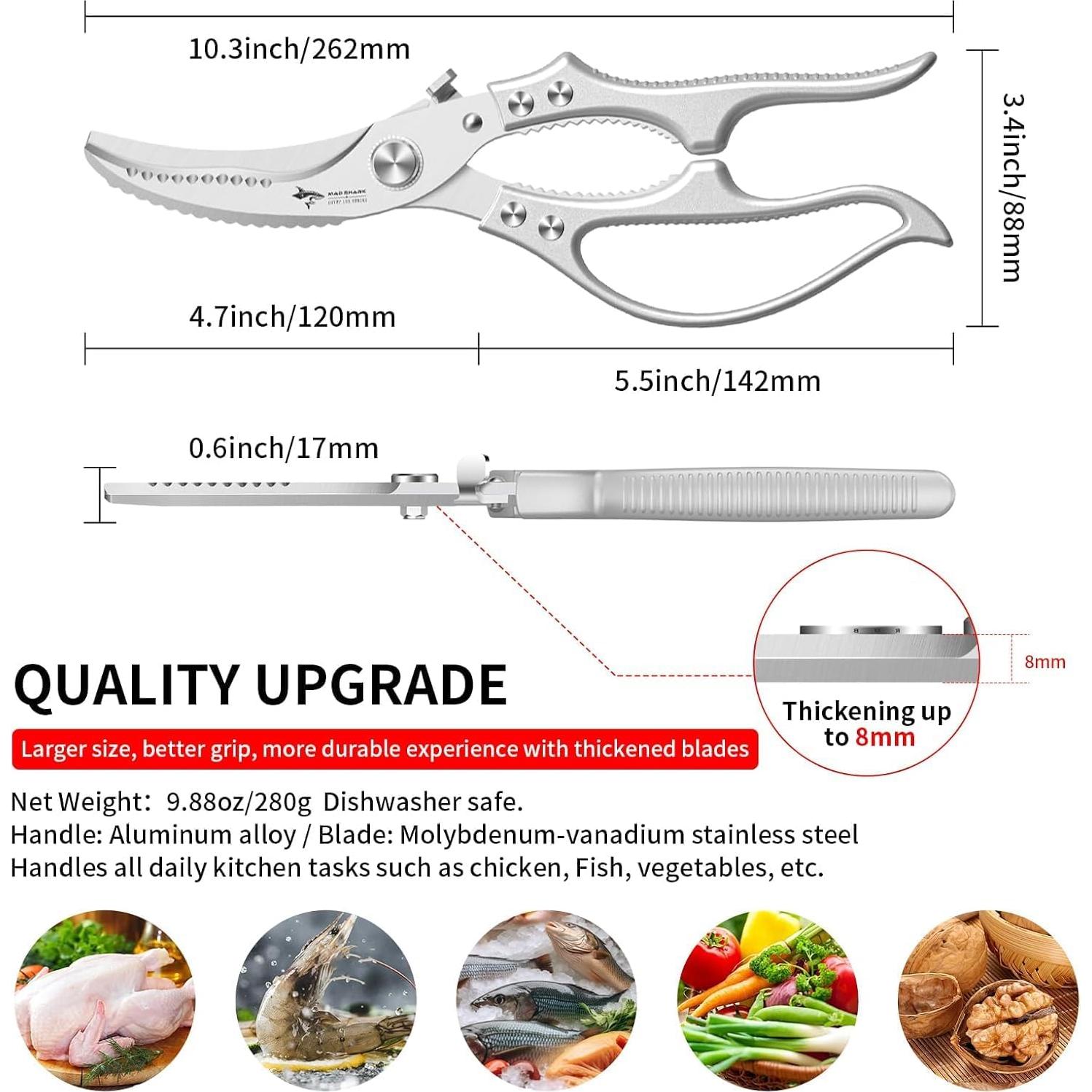 Tijeras de Cocina MAD SHARK Multifuncionales 0.46kg Gris