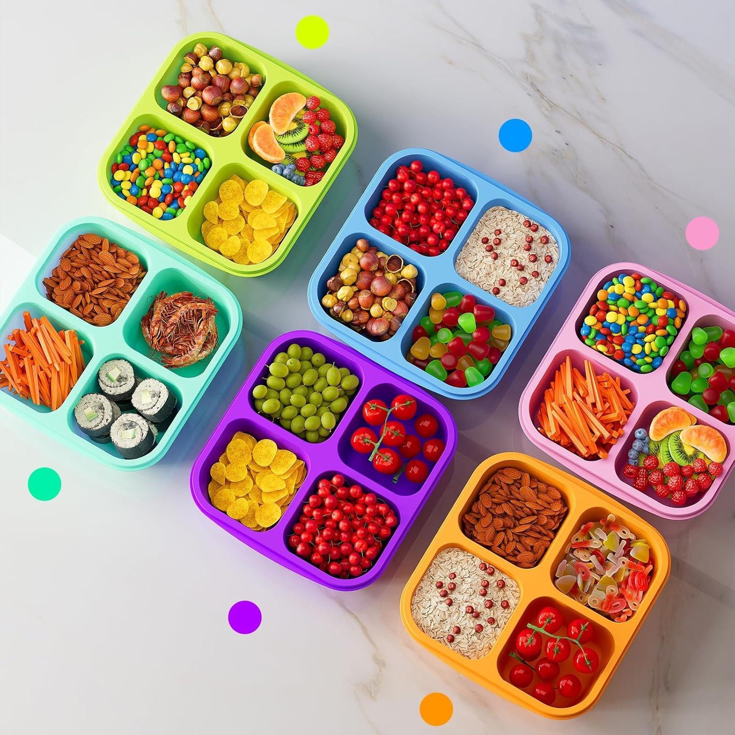 Contenedores de Snack Bento KEMETHY 6 Pcs 4 Compartimentos