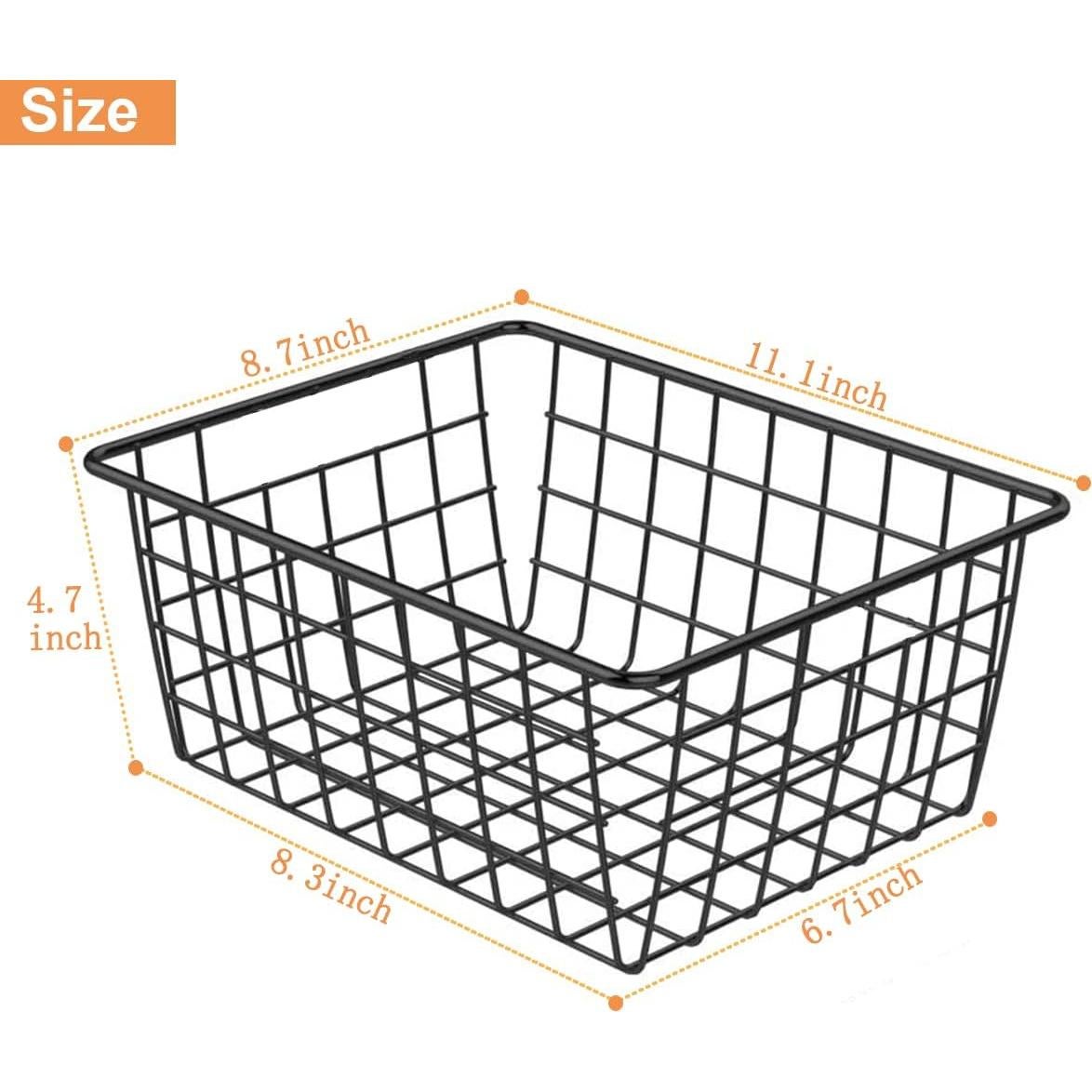 Cestas de Alambre Negro LOSYHU - Paquete de 4 Medianas 28.2x22.1cm