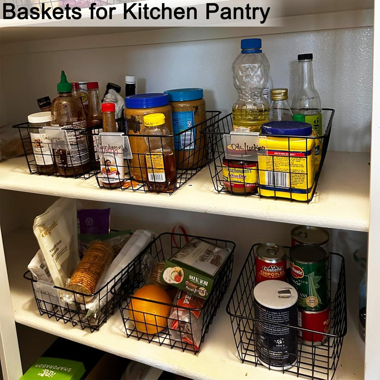 Cestas de Alambre Negro LOSYHU - Paquete de 4 Medianas 28.2x22.1cm