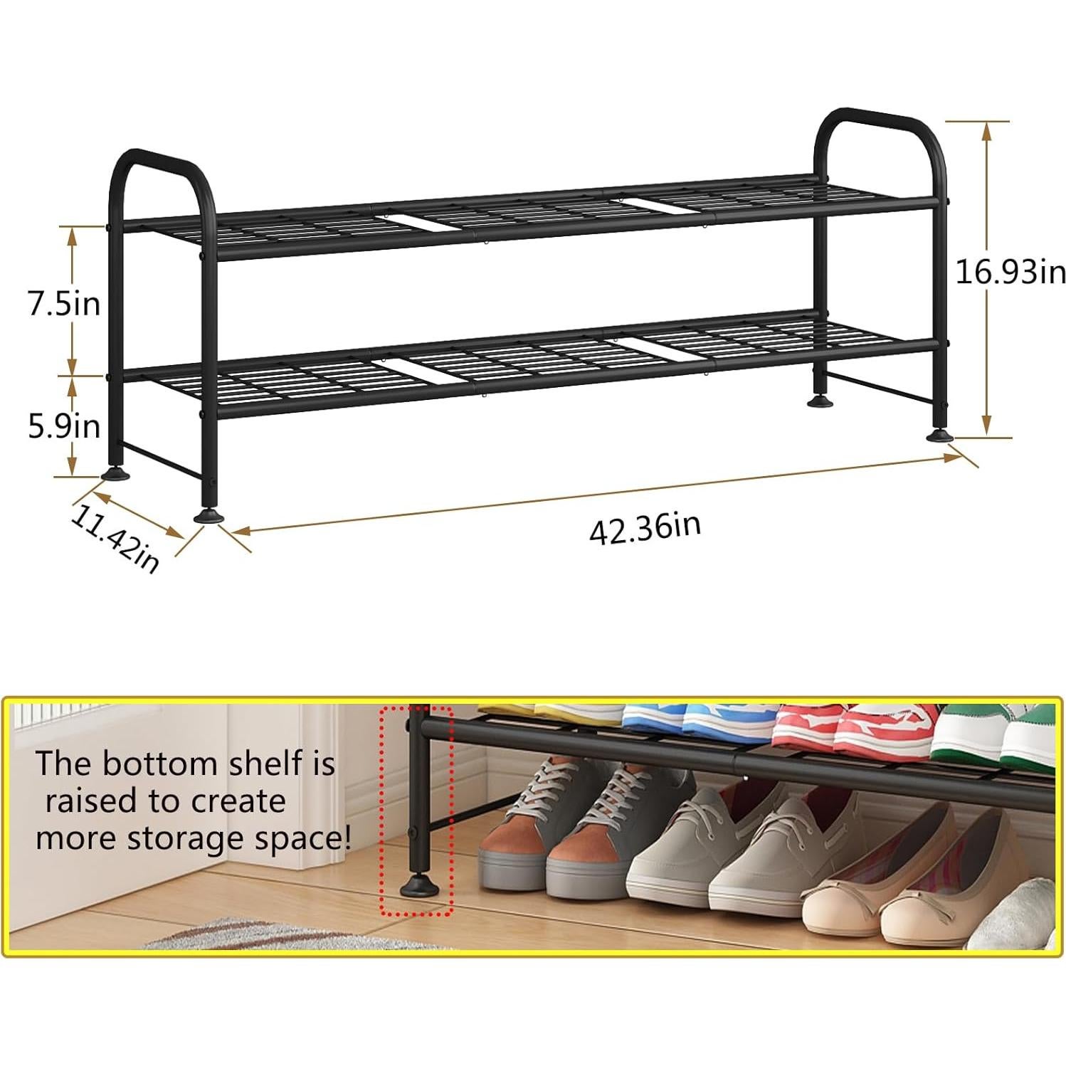 Estante para Zapatos LINZINAR 2 Niveles Metal Negro 15-18 Pares