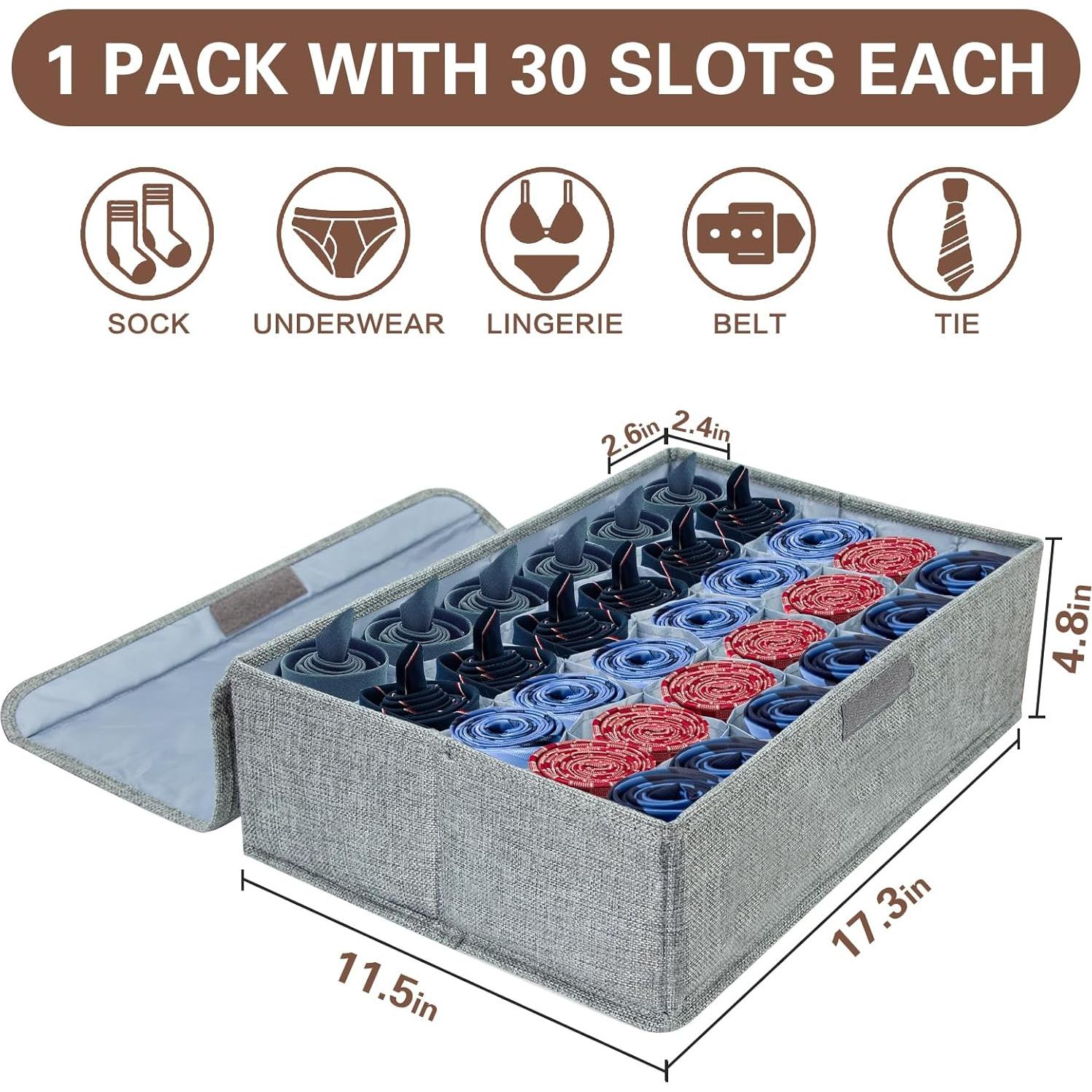 Organizador de Calcetines PINGMIC Gris Plegable 30 Celdas