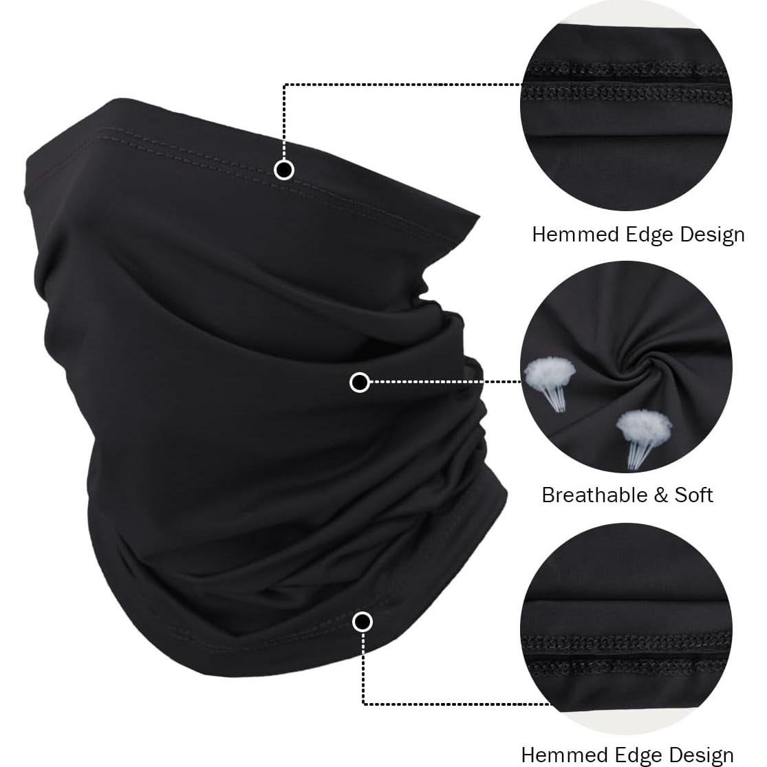 Gaiter de Pesca Unisex Negro - Máscara Facial Refrigerante UV